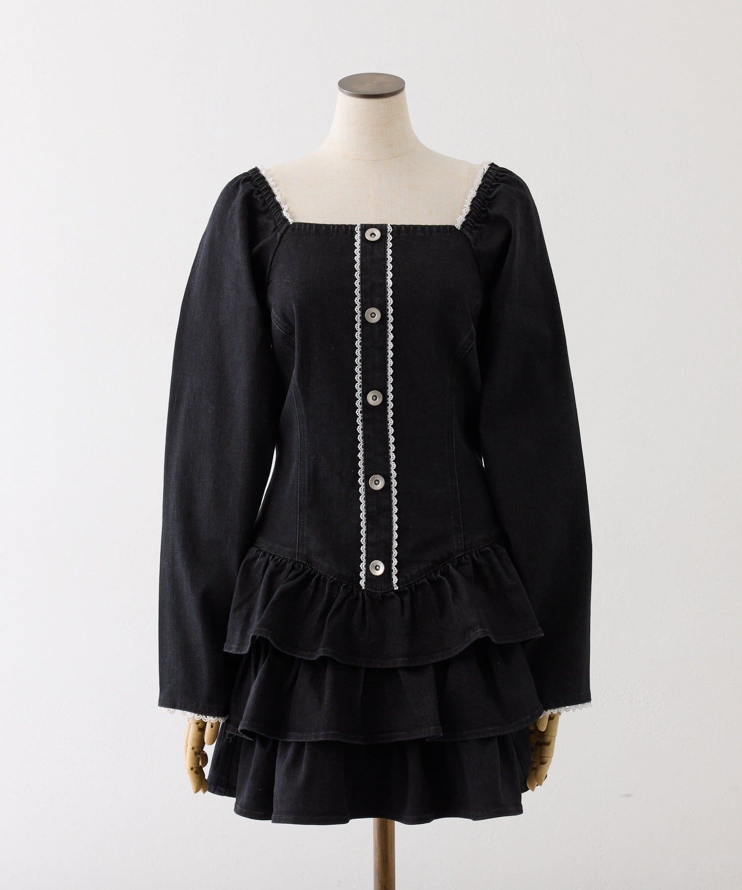 one after another NICE CLAUP(ワンアフターアナザー ナイスクラップ) 【Denim Collection】ティアードミニワンピ