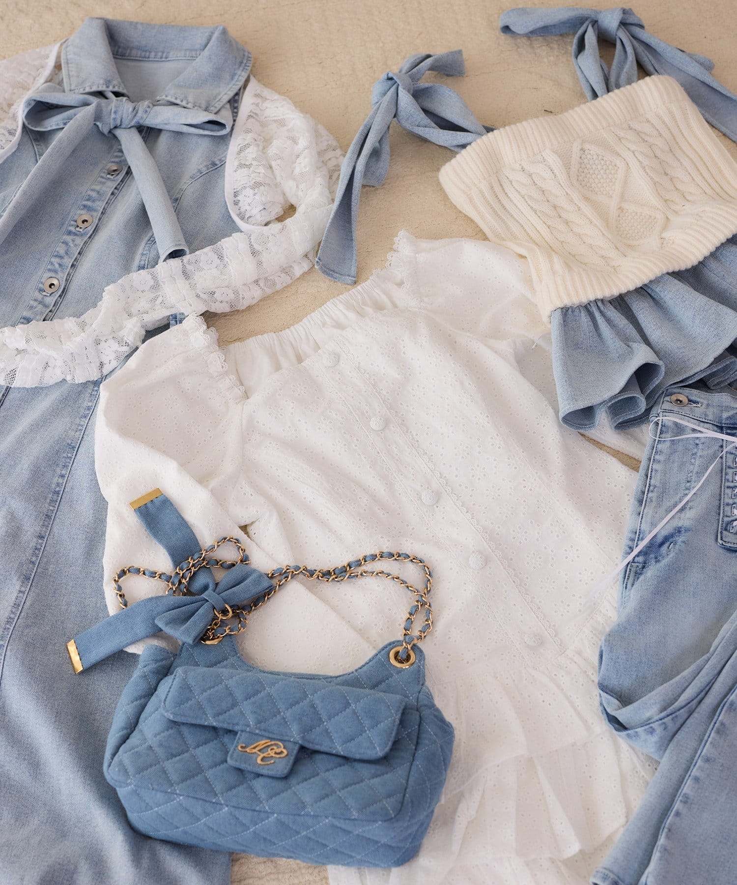 one after another NICE CLAUP(ワンアフターアナザー ナイスクラップ) 【Denim Collection】ティアードミニワンピ