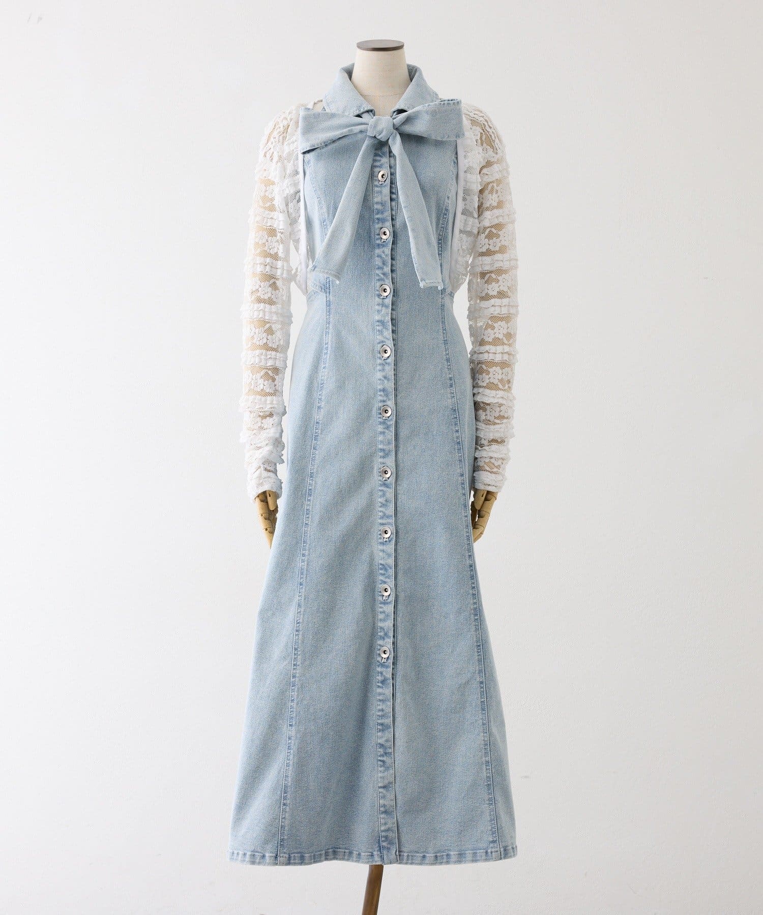 one after another NICE CLAUP(ワンアフターアナザー ナイスクラップ) 【Denim Collection】ボレロセットサイドカットロングワンピ