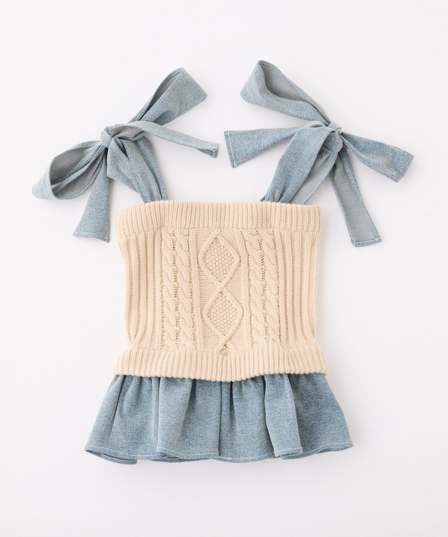 one after another NICE CLAUP(ワンアフターアナザー ナイスクラップ) 【Denim Collection】肩リボンビスチェ