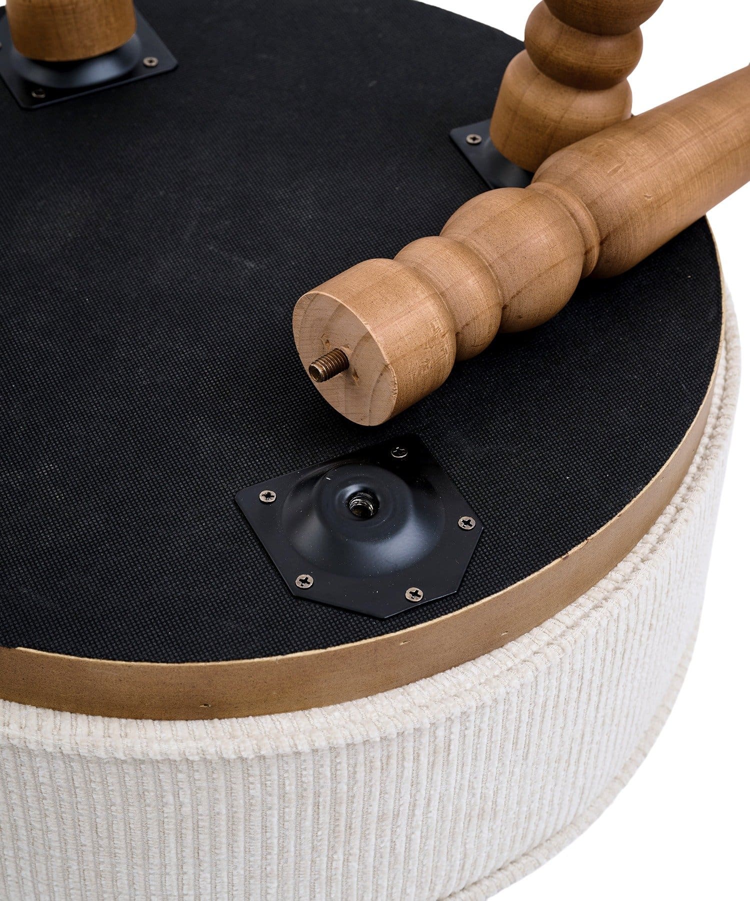 salut!(サリュ) アンティークファブリックラウンドスツール