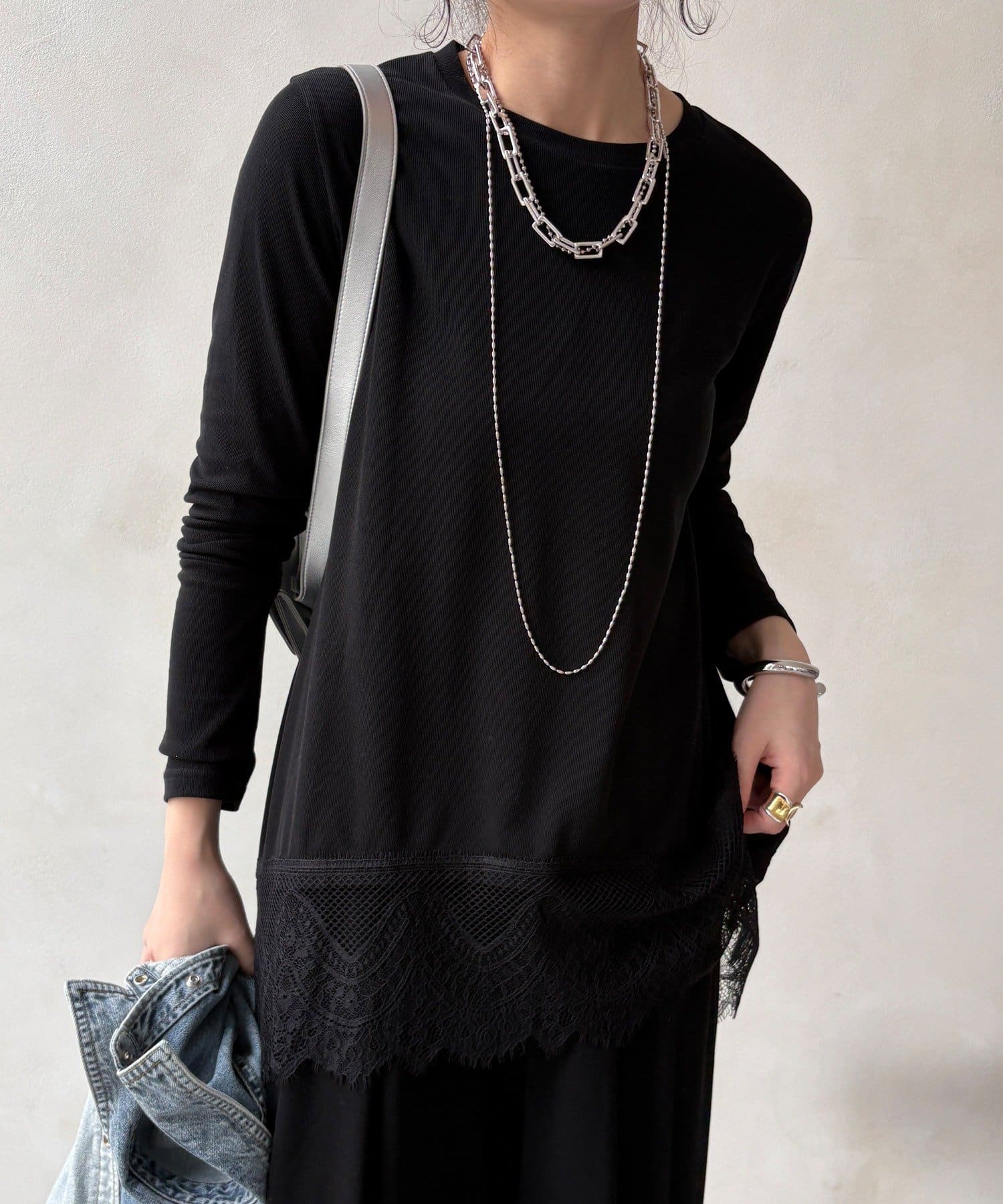 DOUDOU(ドゥドゥ) 【WEB限定】裾レーストップス