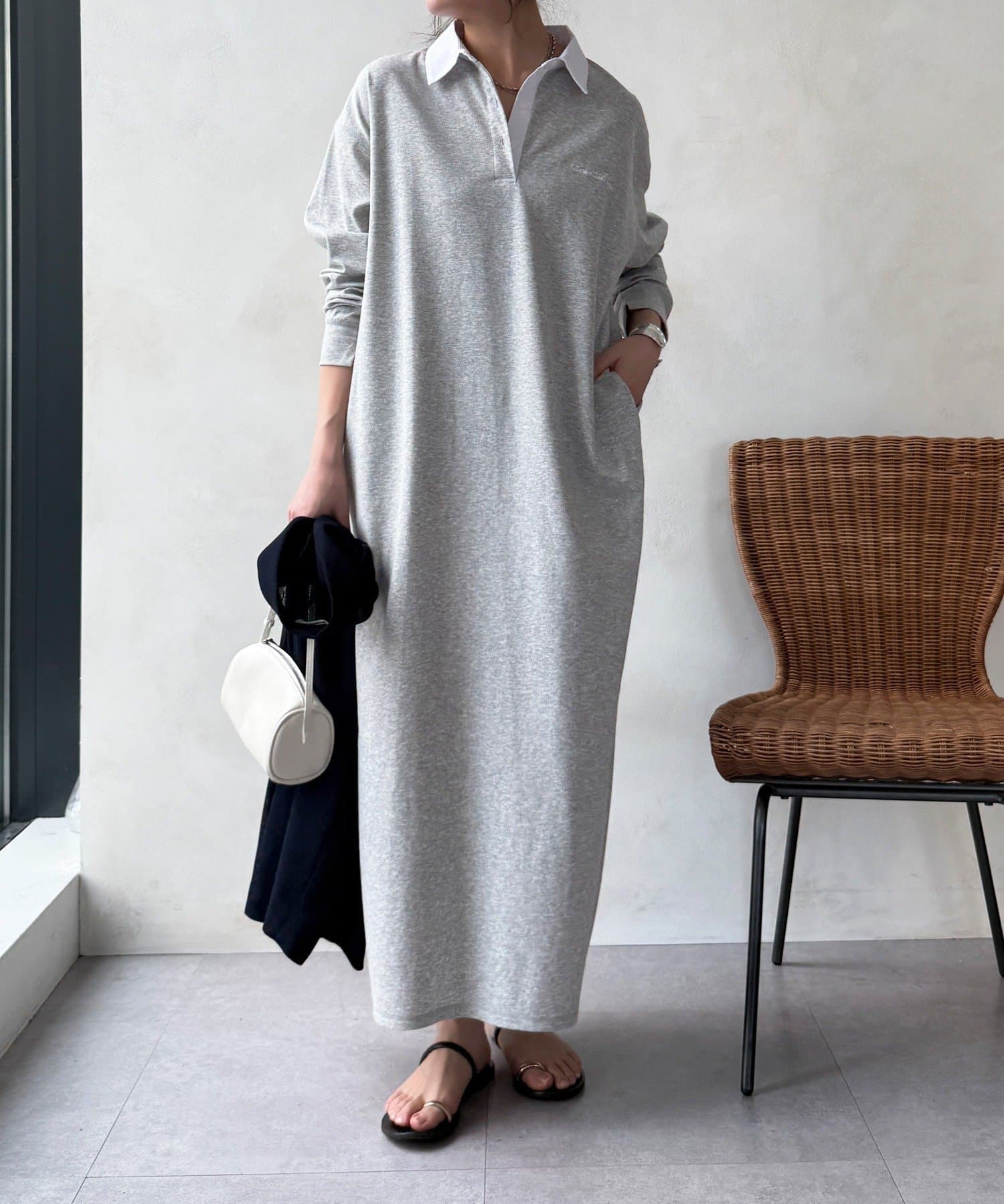 DOUDOU(ドゥドゥ) 【WEB限定】ワンポイント刺繍ポロシャツワンピース