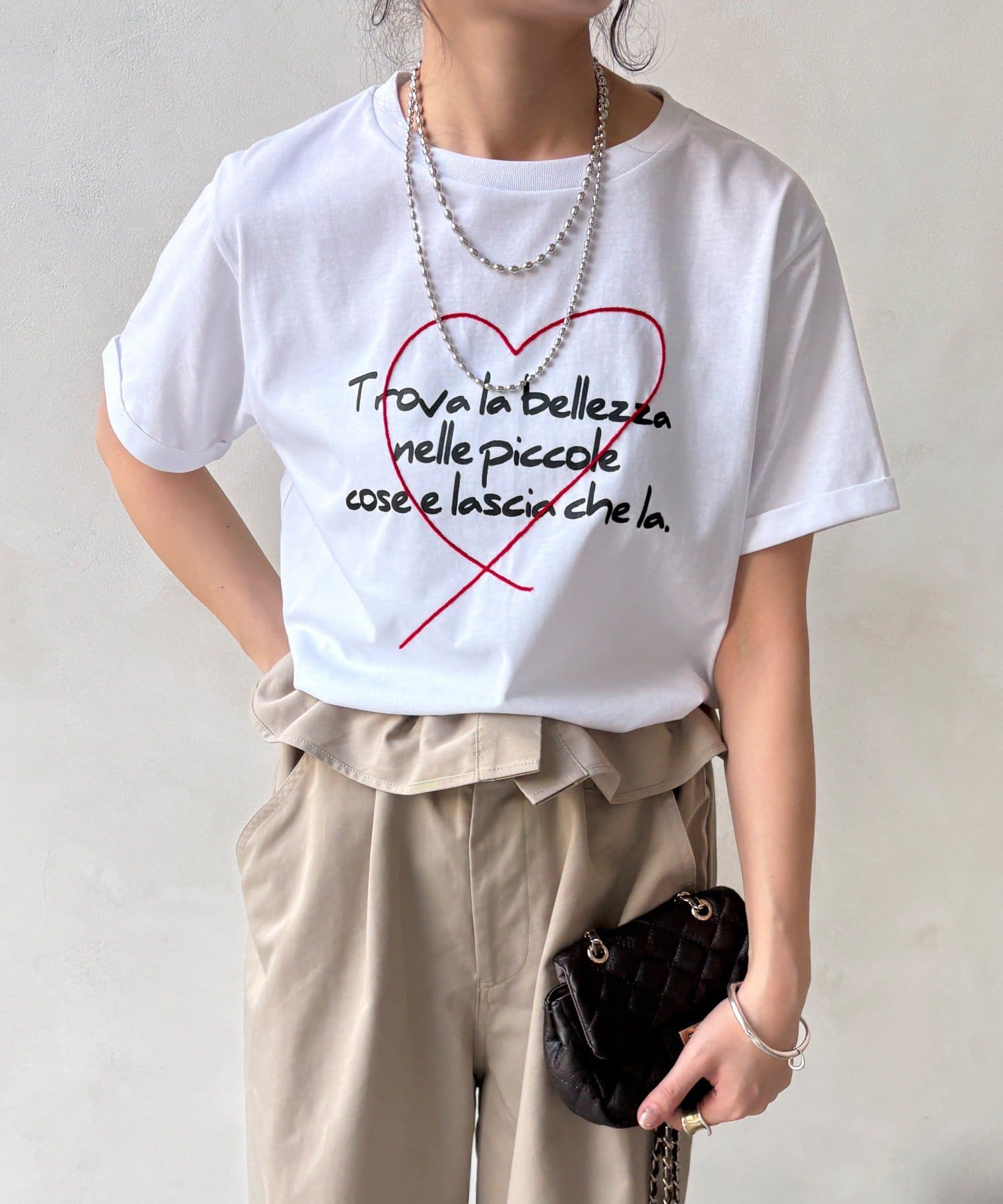 DOUDOU(ドゥドゥ) 【WEB限定】ハート刺繍ロゴプリントTEE