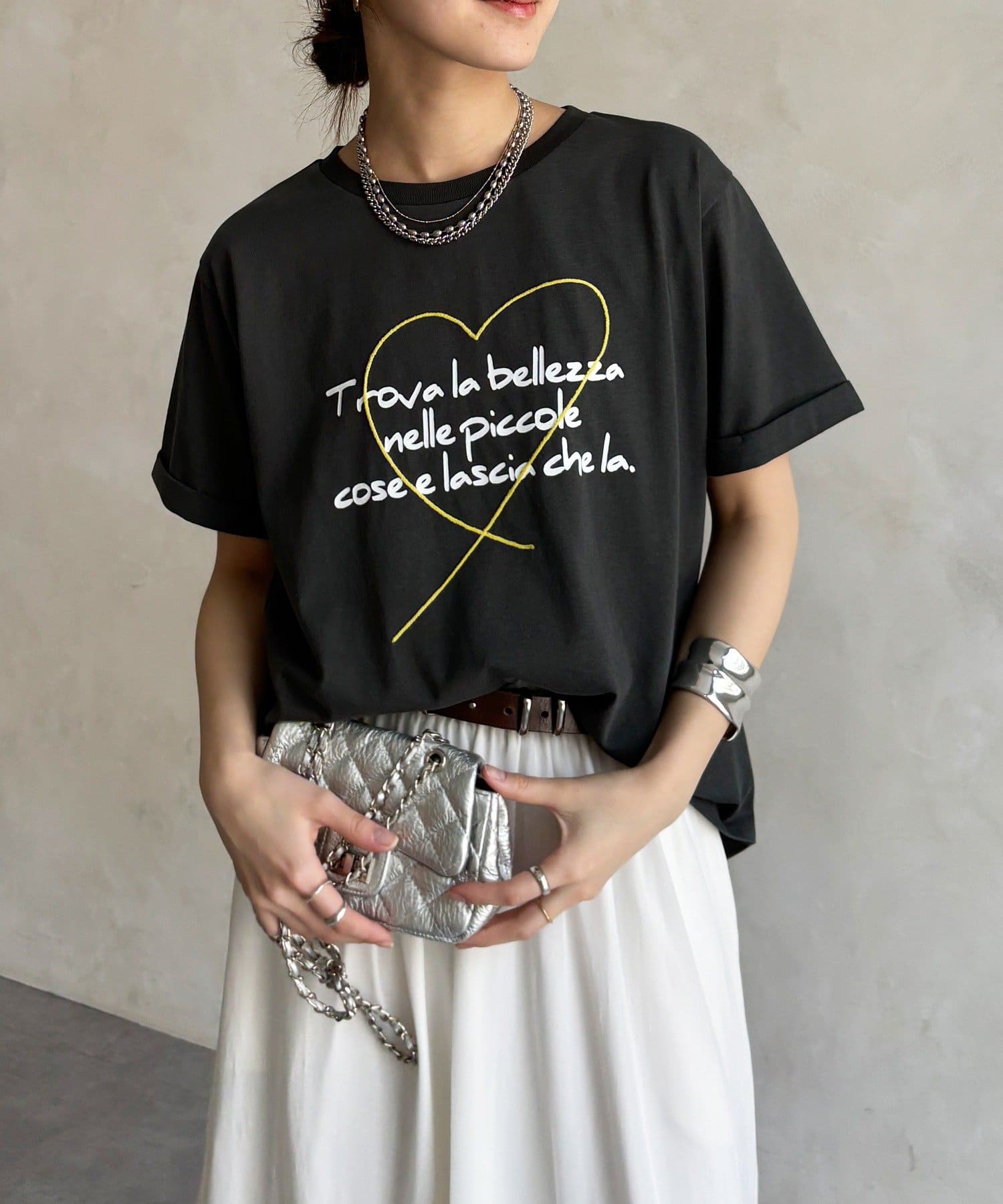 DOUDOU(ドゥドゥ) 【WEB限定】ハート刺繍ロゴプリントTEE