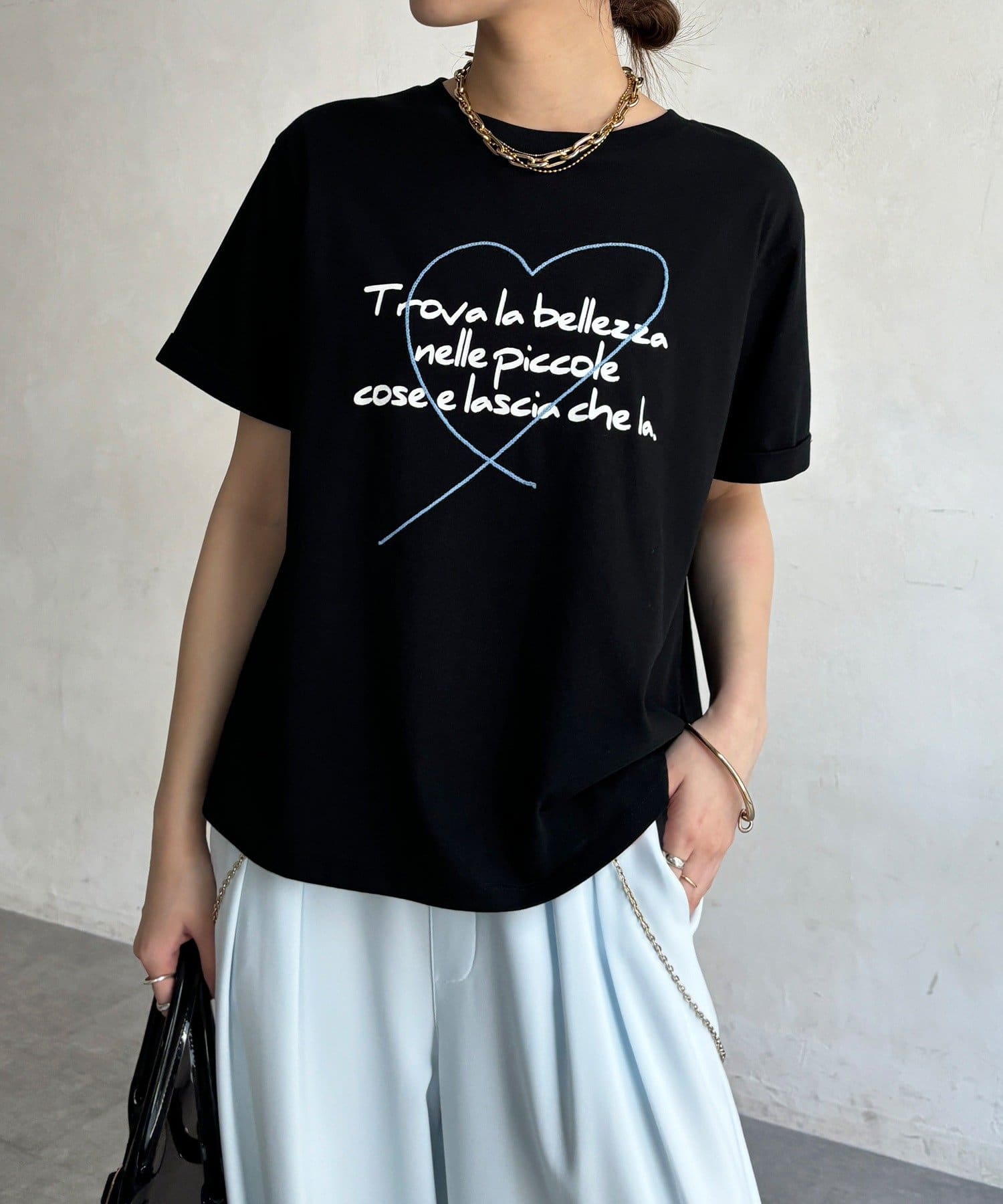 DOUDOU(ドゥドゥ) 【WEB限定】ハート刺繍ロゴプリントTEE