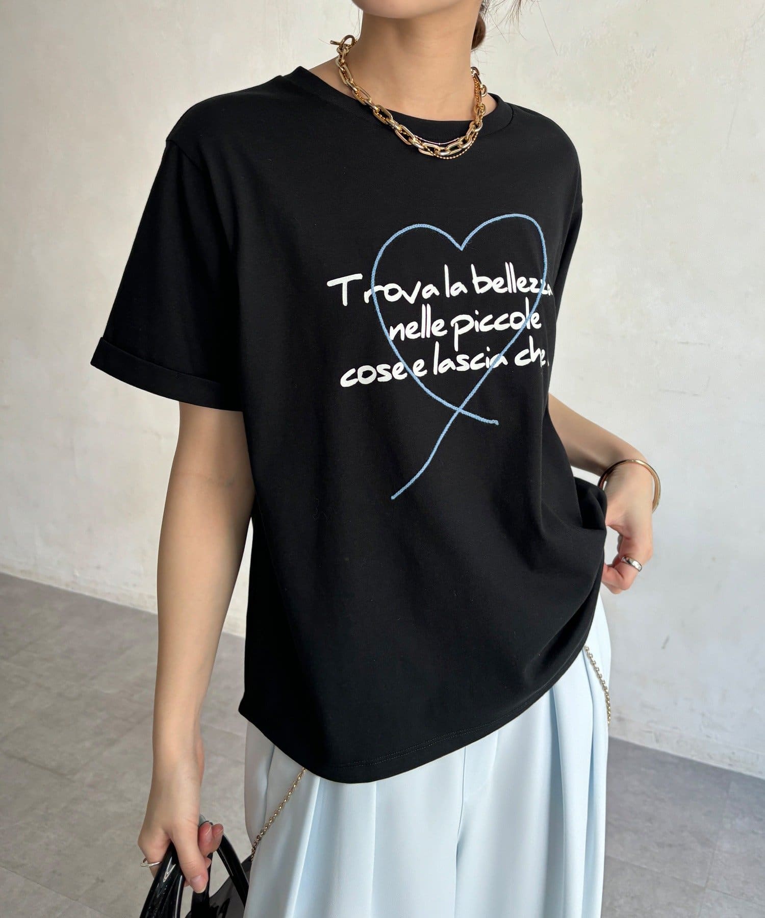 DOUDOU(ドゥドゥ) 【WEB限定】ハート刺繍ロゴプリントTEE