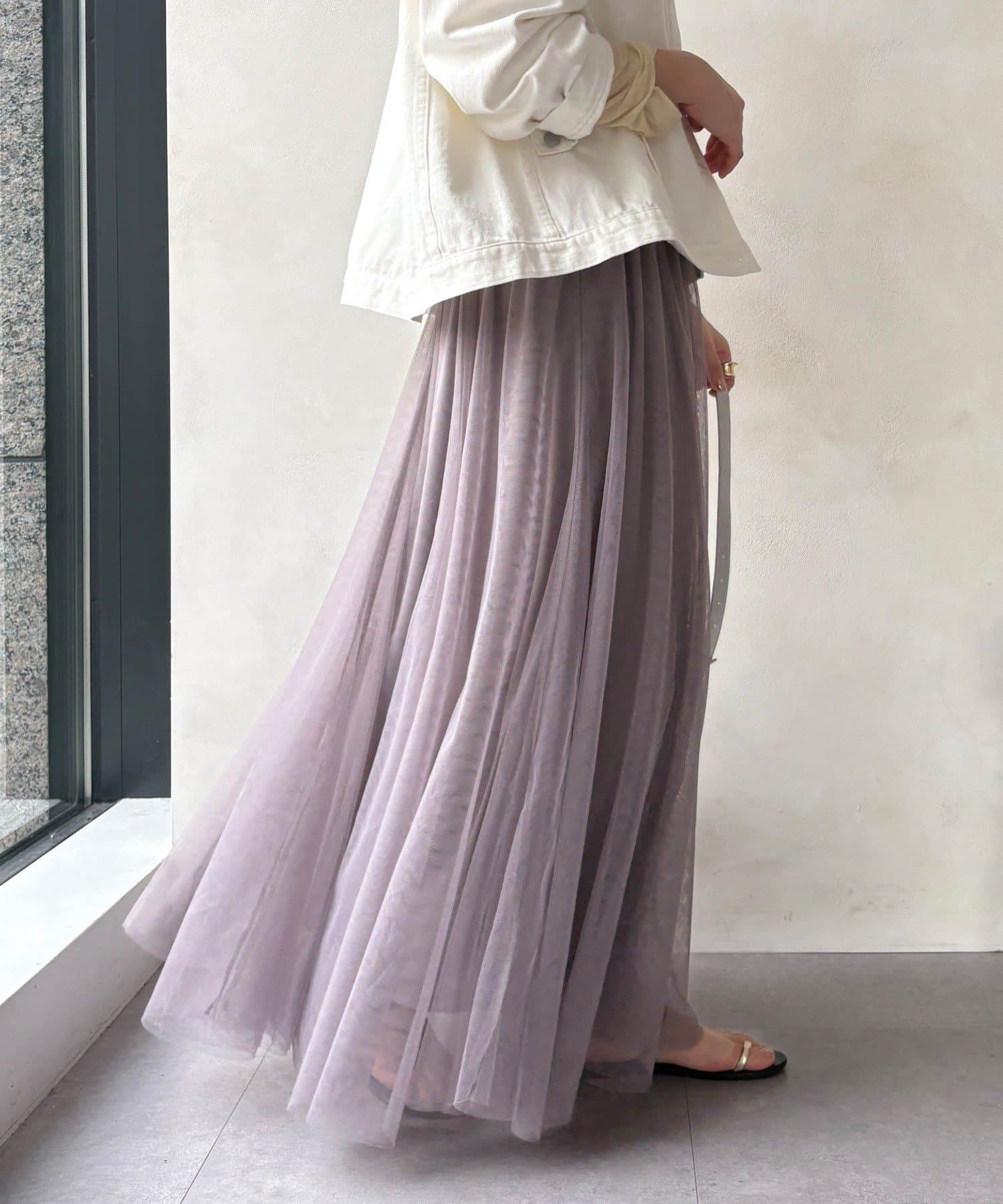 DOUDOU(ドゥドゥ) 【WEB限定】チュールフレアスカート