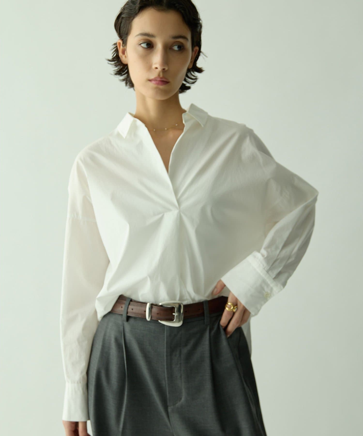 Whim Gazette(ウィム ガゼット) 【Drawing Numbers】スキッパーロングスリーブシャツ