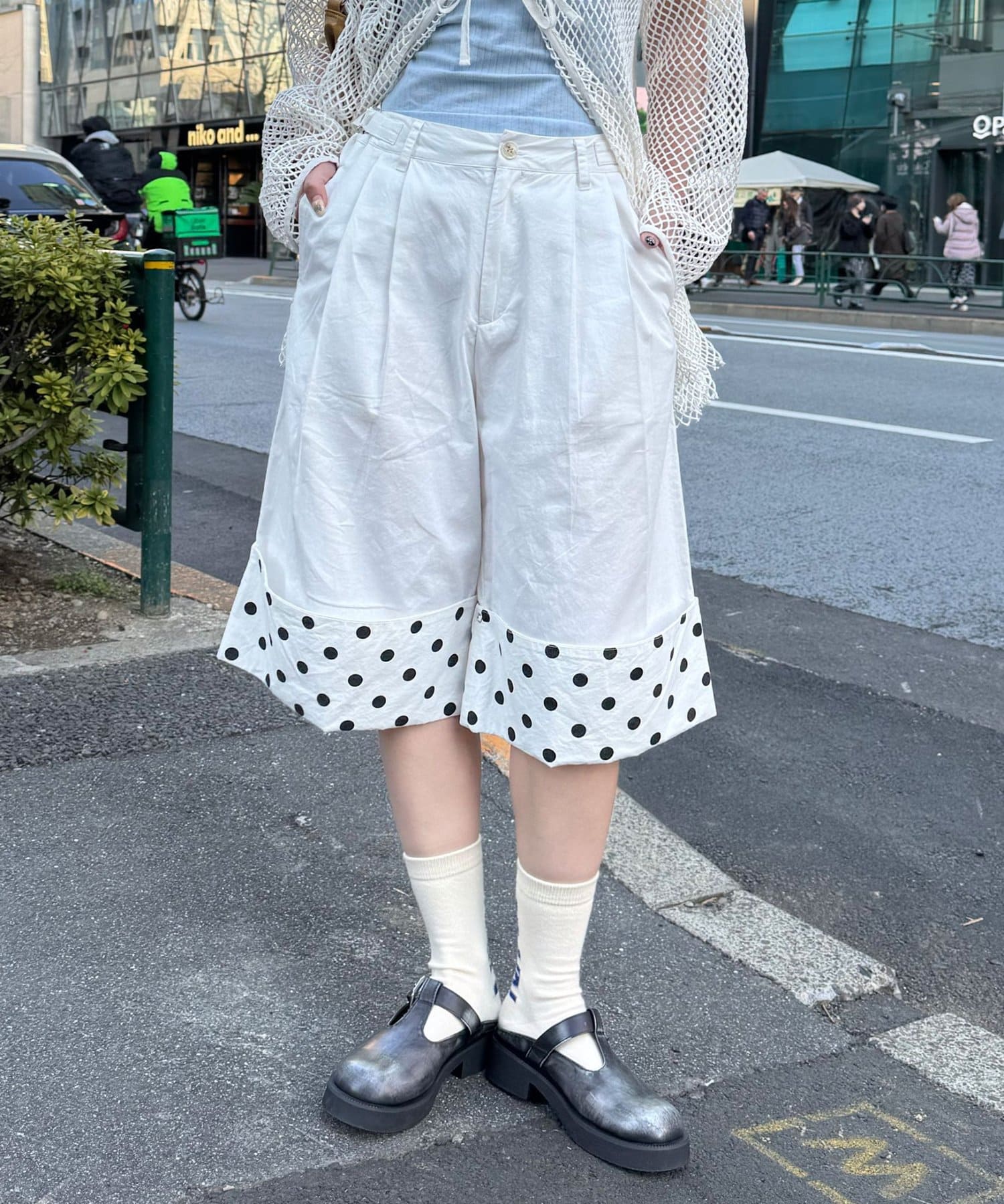 CIAOPANIC(チャオパニック) （ドット/チェック）2WAYロールアップハーフパンツ