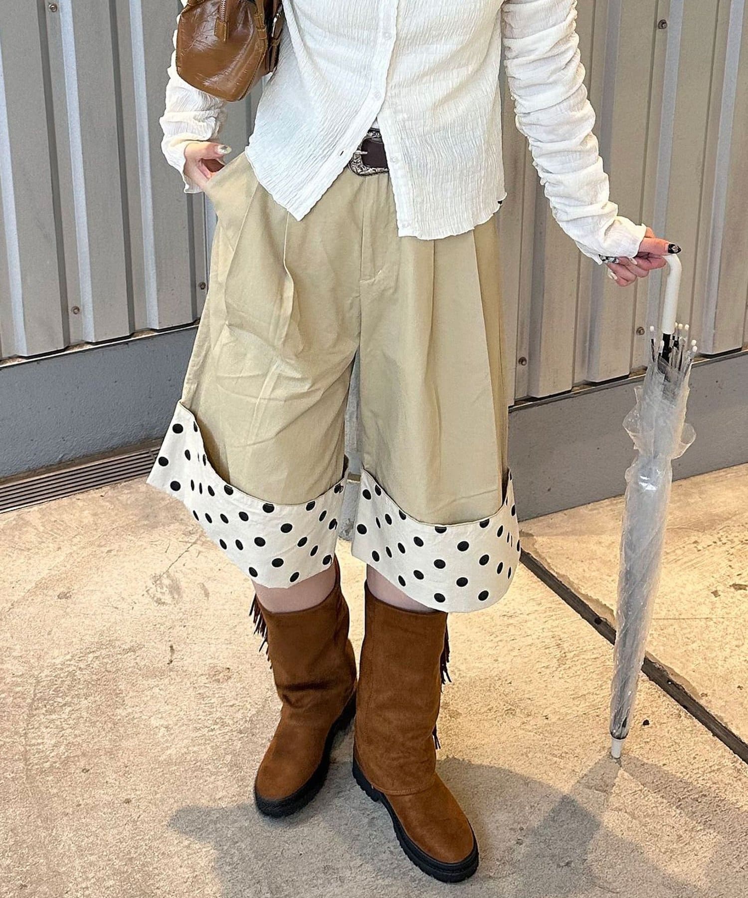 CIAOPANIC(チャオパニック) （ドット/チェック）2WAYロールアップハーフパンツ