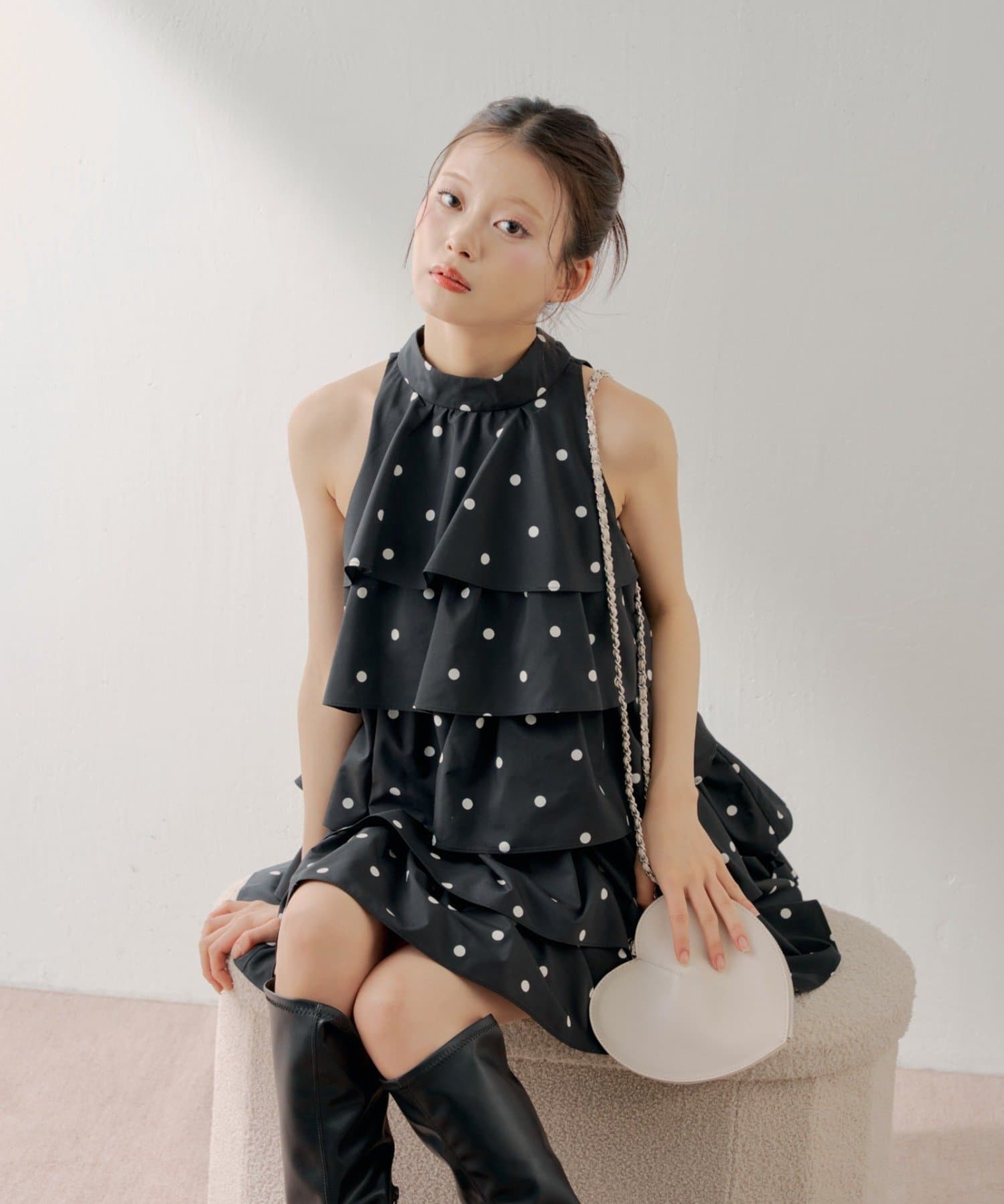 Chico(チコ) バックリボンティアードミニワンピース