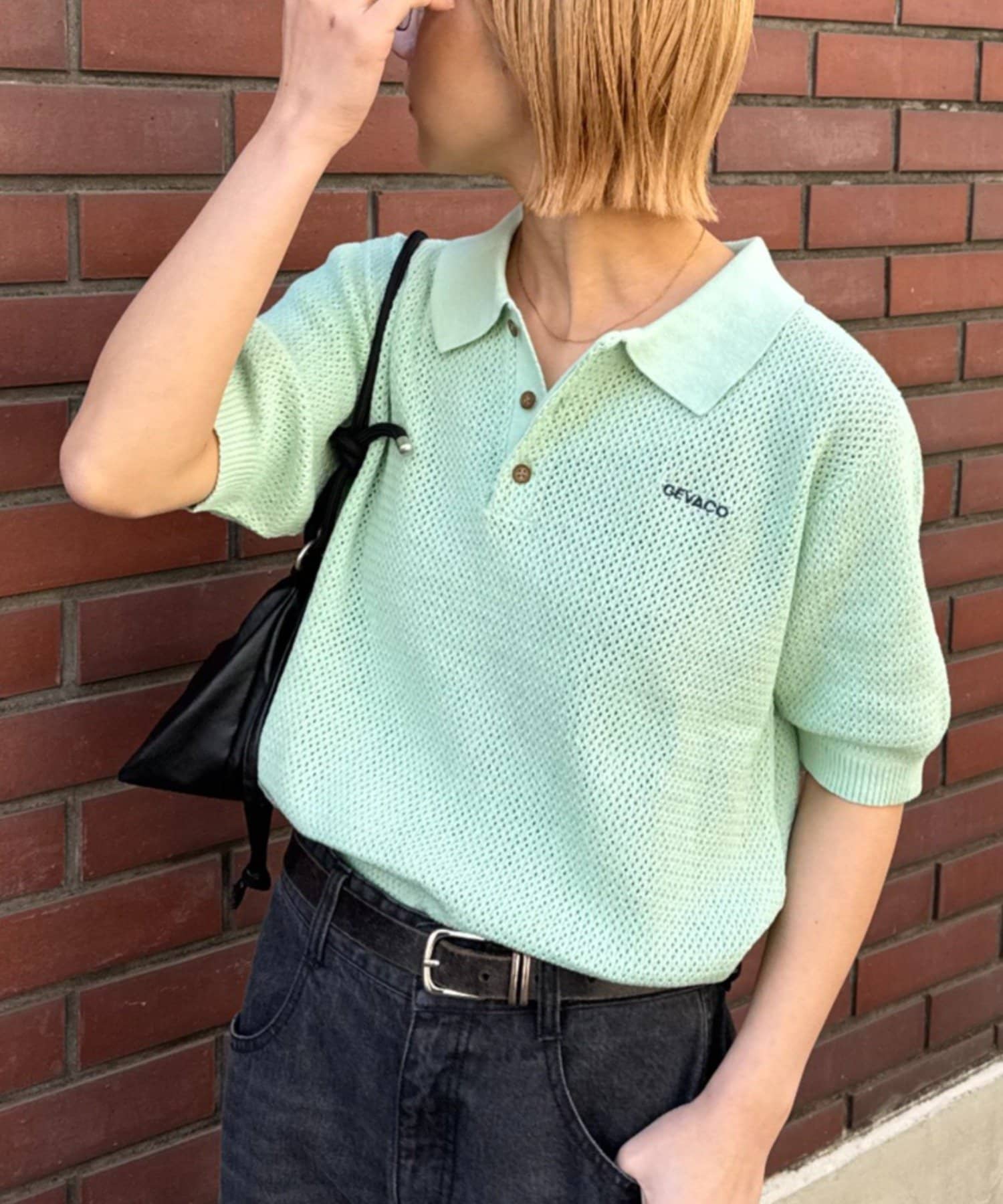 CIAOPANIC TYPY(チャオパニックティピー) 【GEVACO/ゲバコ】半袖透かしニットポロ