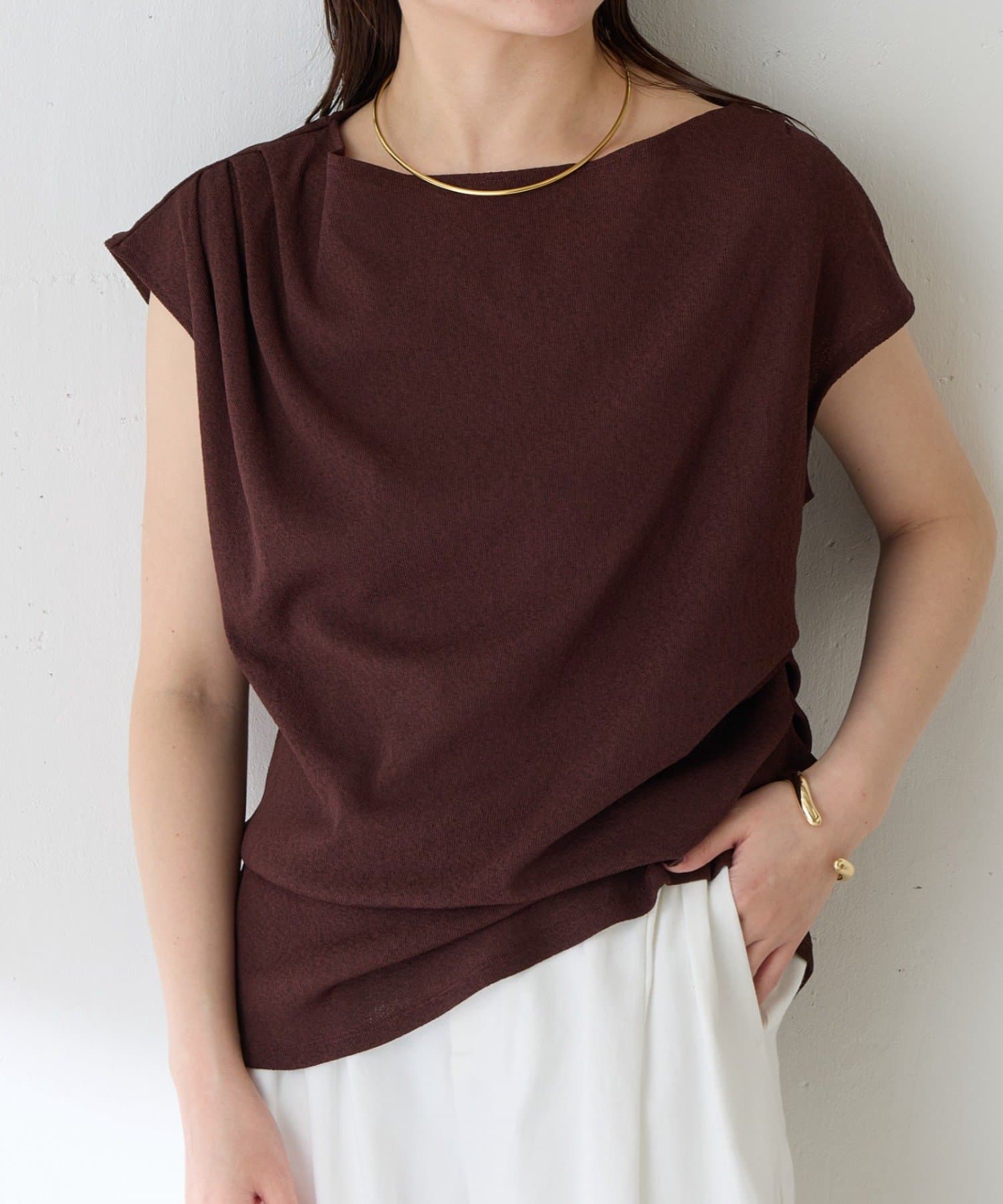 COLLAGE GALLARDAGALANTE(コラージュ ガリャルダガランテ) 【上品見えカットソー/シアー】アシメタックフレンチカットソー