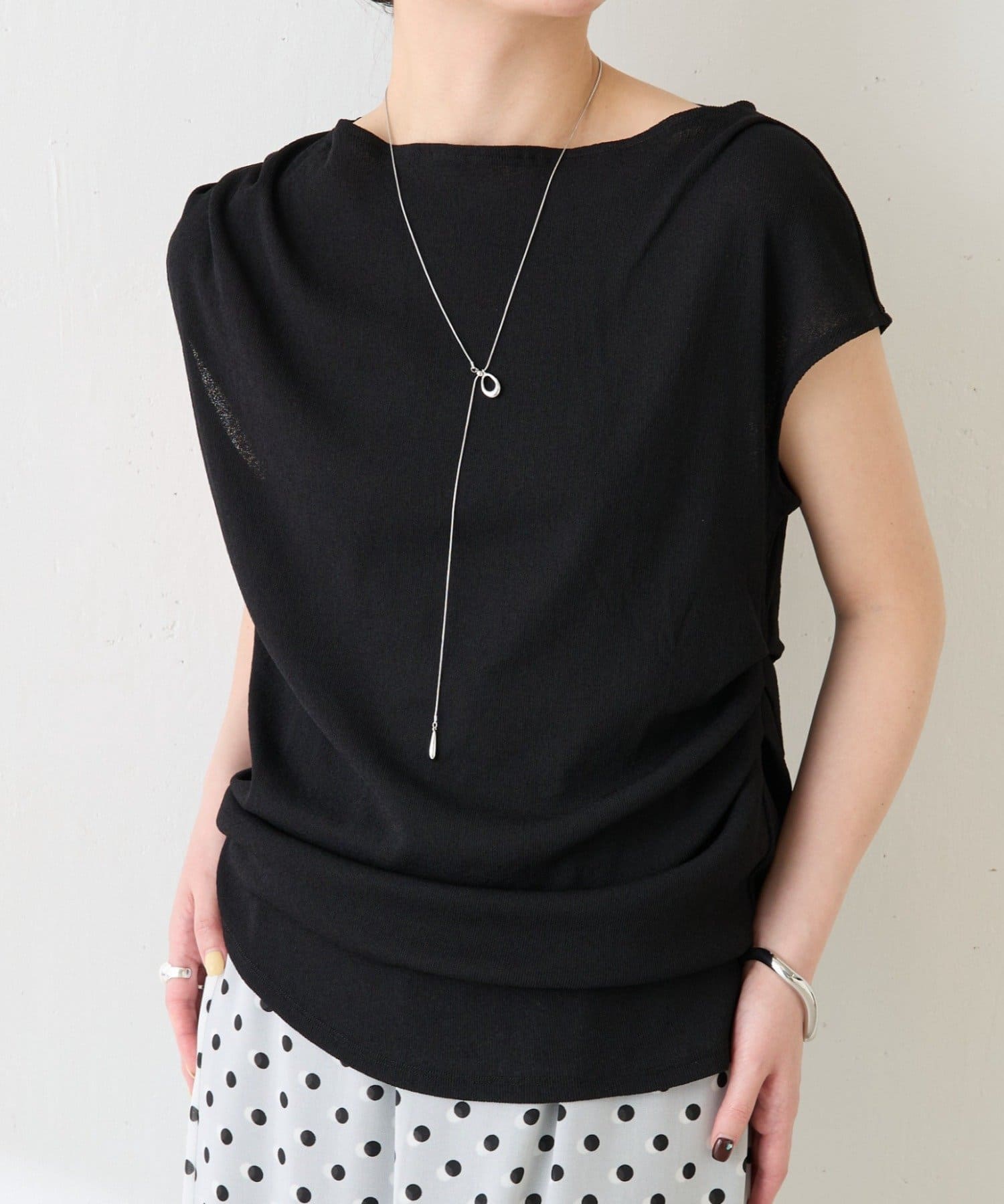 COLLAGE GALLARDAGALANTE(コラージュ ガリャルダガランテ) 【上品見えカットソー/シアー】アシメタックフレンチカットソー