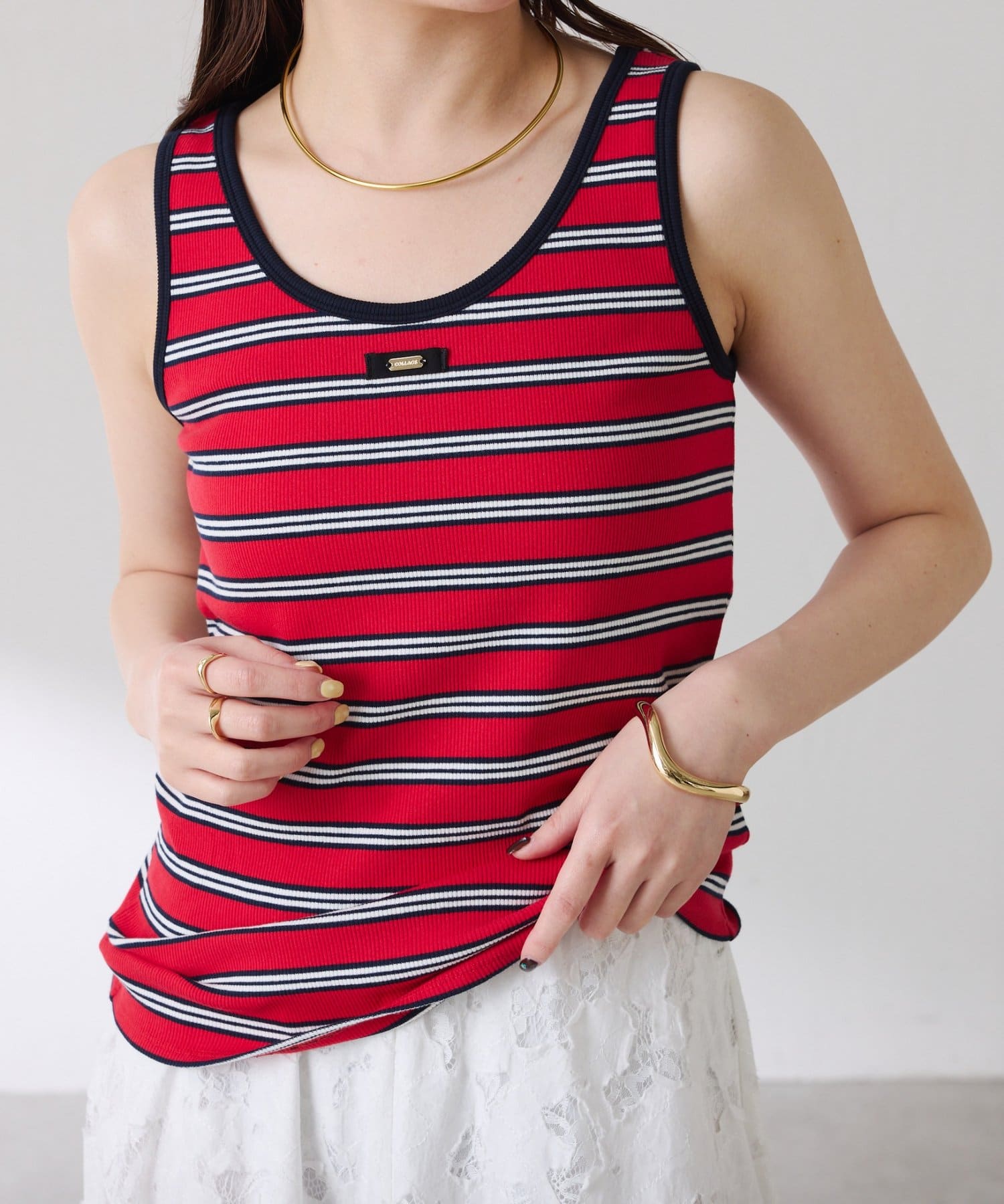 COLLAGE GALLARDAGALANTE(コラージュ ガリャルダガランテ) 【夏のマストハブアイテム】リブタンクトップ