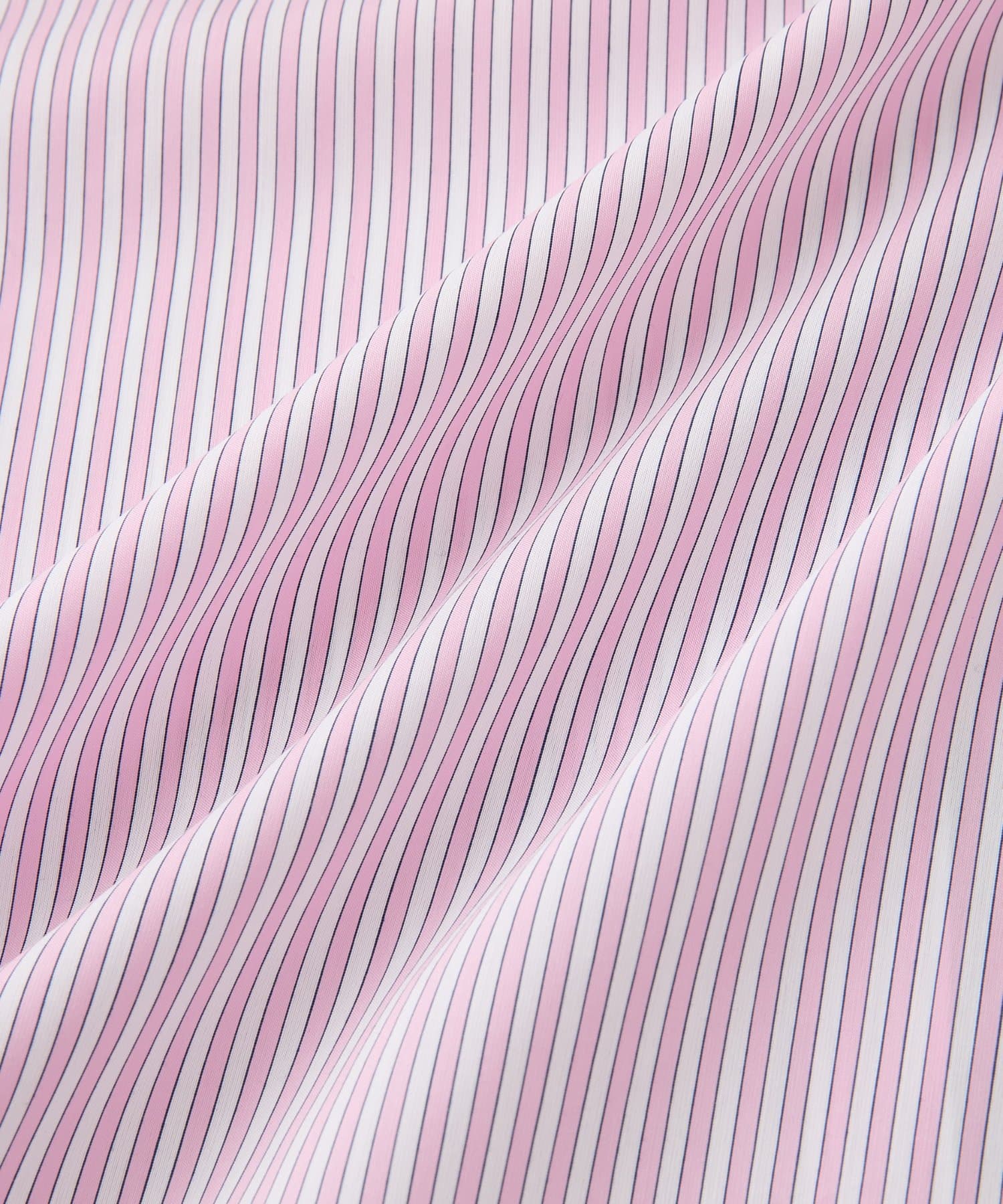 La boutique BonBon(ラブティックボンボン) ストライプアシメビッグカラー半袖ブラウス