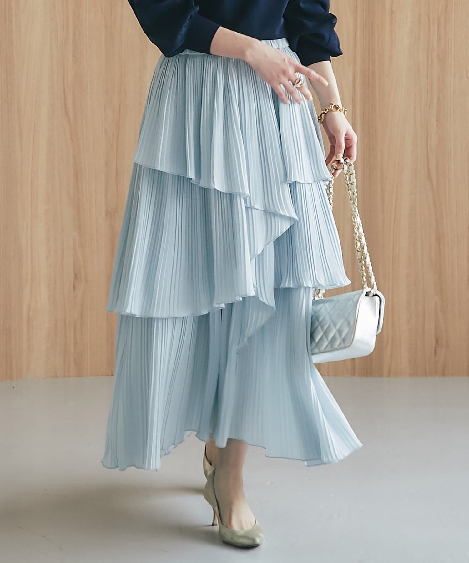 La boutique BonBon(ラブティックボンボン) イレヘムプリーツティアードスカート