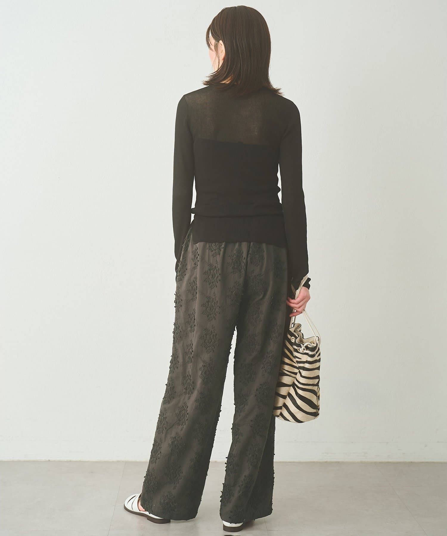 Whim Gazette(ウィム ガゼット) シアーリブニットカーディガン