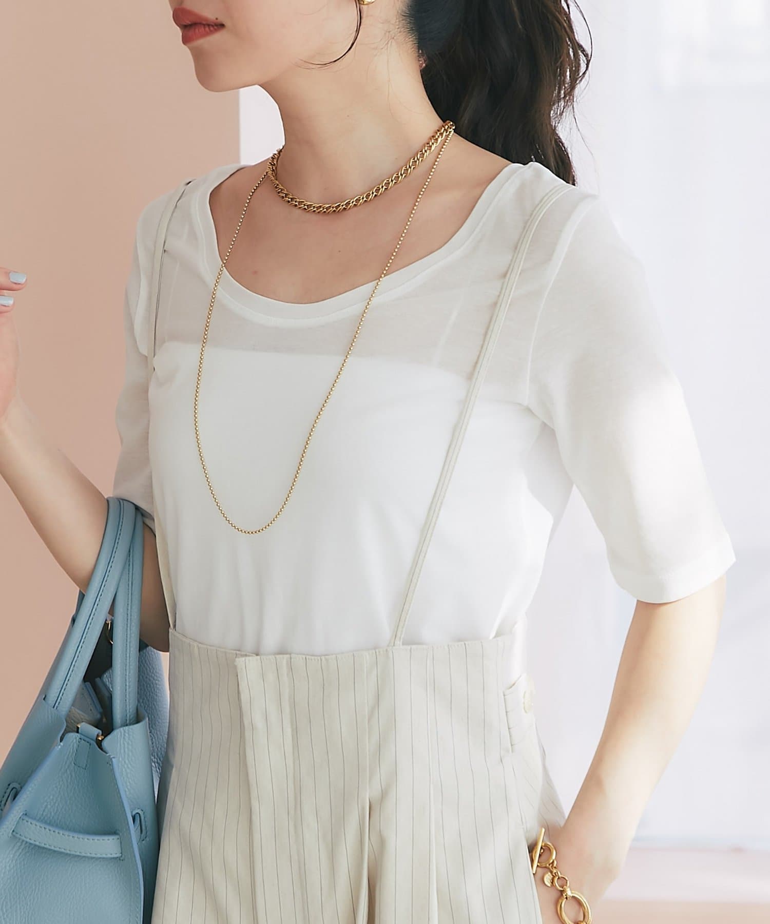 La boutique BonBon(ラブティックボンボン) 【極上の肌触り】シアー前後2WAY5分袖カットソー