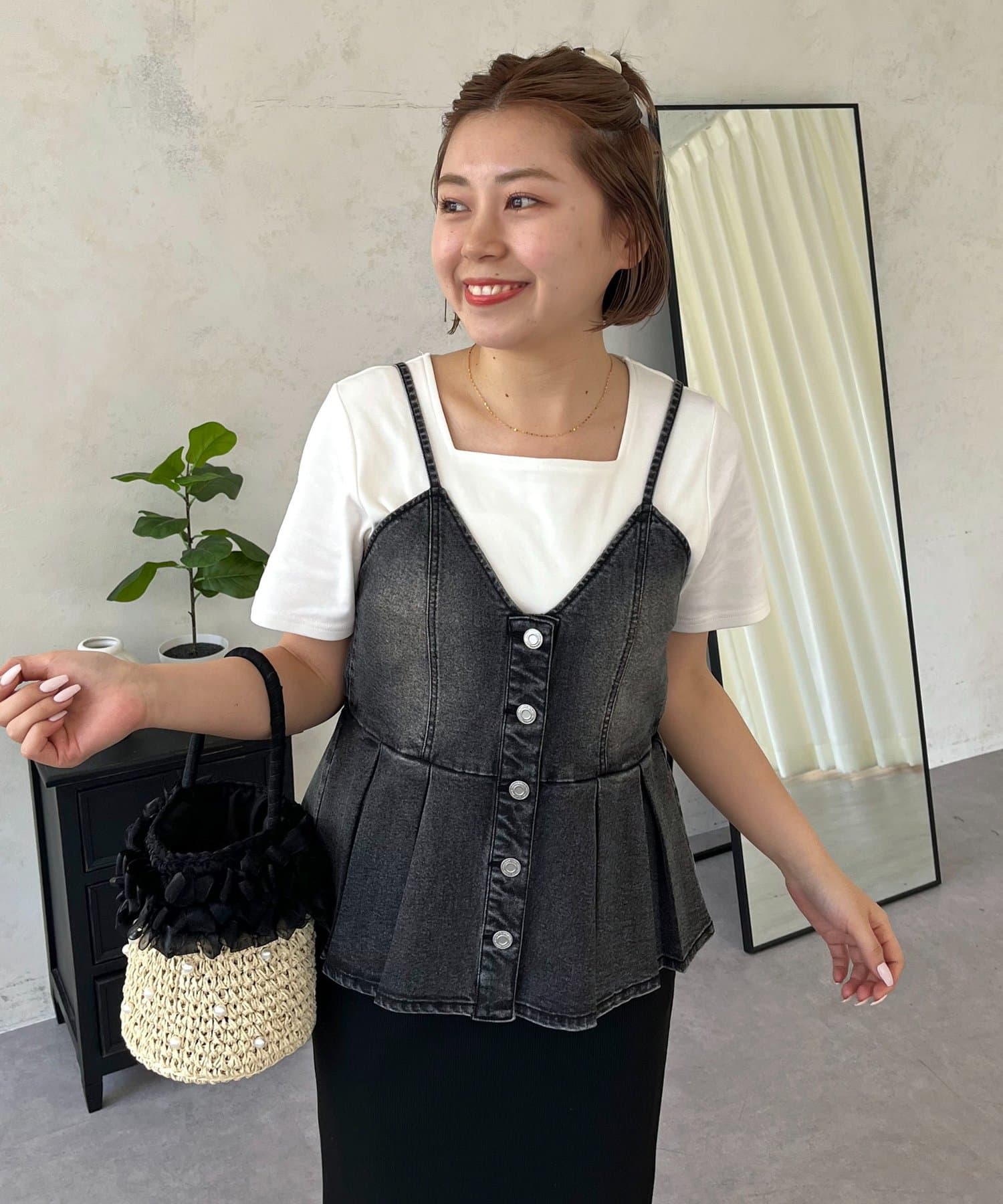 prose verse(プロズヴェール) 【MOMO】デニムペプラムビスチェ