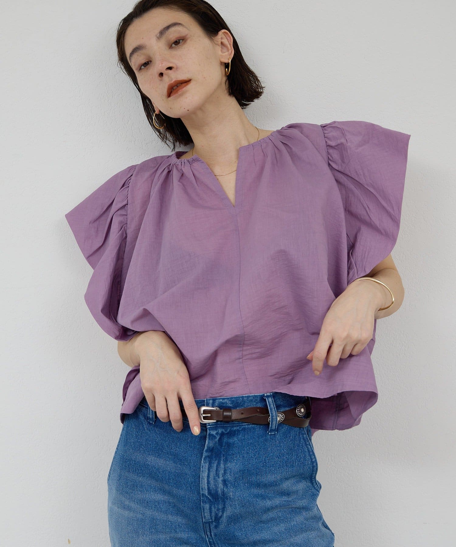 GALLARDAGALANTE(ガリャルダガランテ) 【Dhritië】ギャザースリーブブラウス