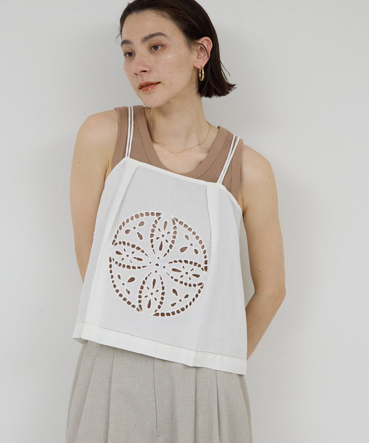 GALLARDAGALANTE(ガリャルダガランテ) 【Dhritië】カットワークレースキャミソール