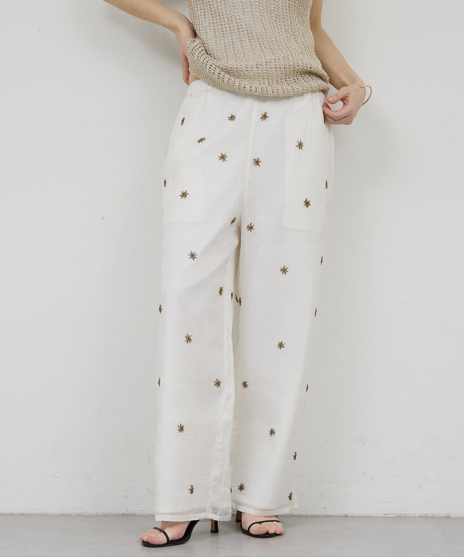 GALLARDAGALANTE(ガリャルダガランテ) 【Dhritië】ビーデッドエンブロイダリーパンツ