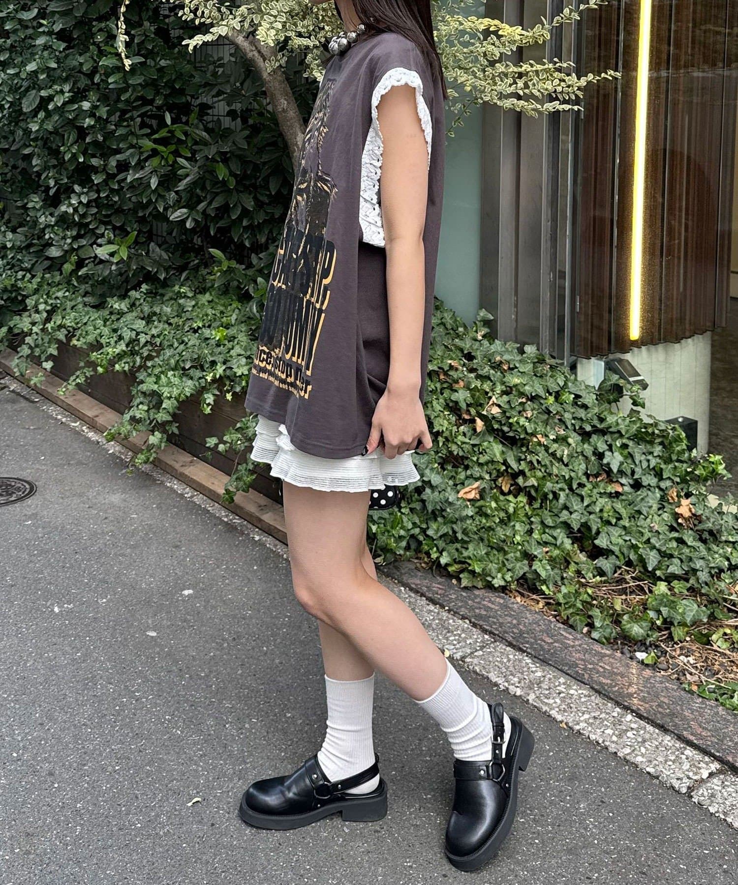 CIAOPANIC(チャオパニック) 袖レースロゴノースリーブビッグTEE