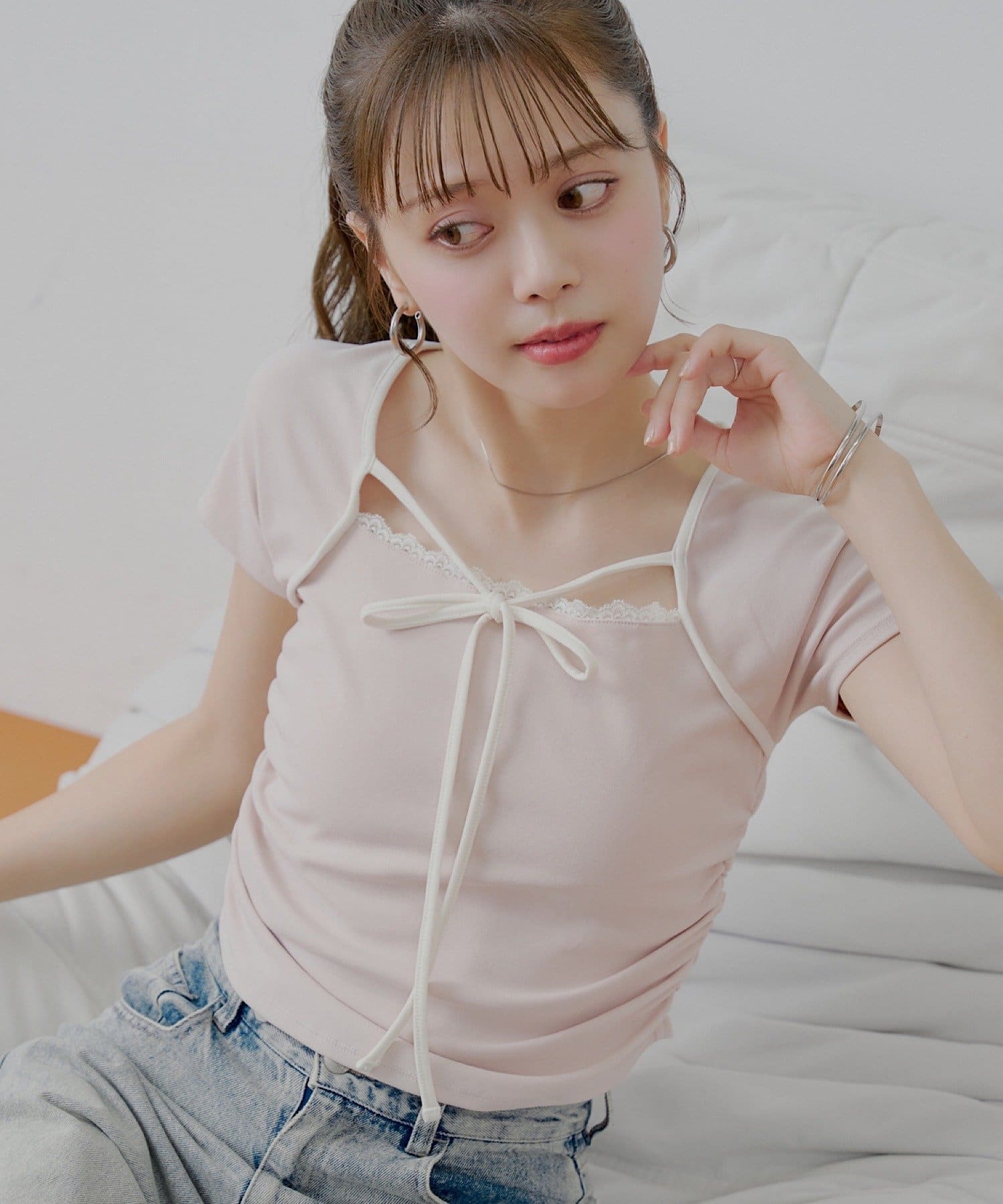 OUTLET(アウトレット) 【Chico】レイヤードデザインフレンチT