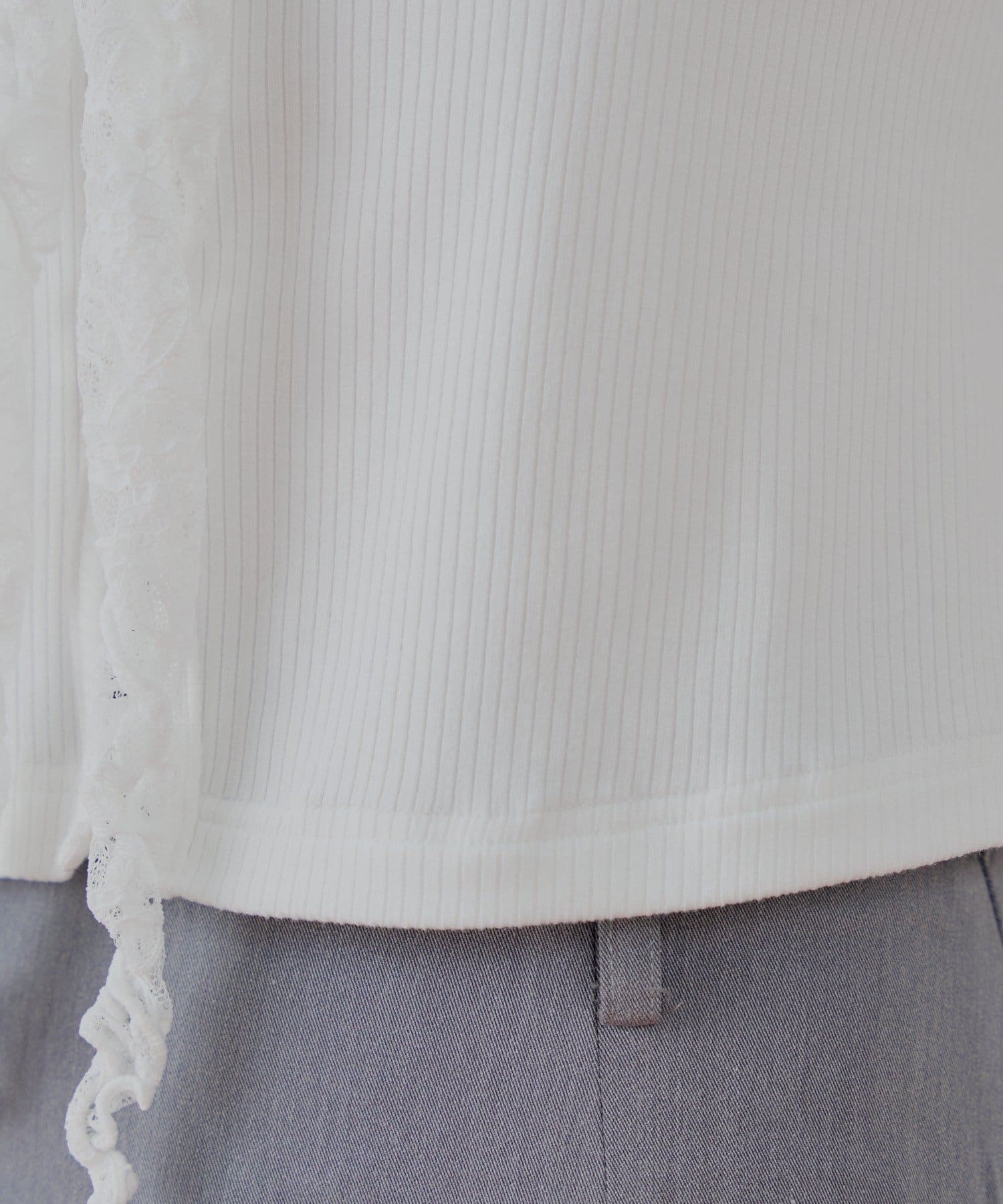 OUTLET(アウトレット) 【Chico】レースドロップノースリリブT