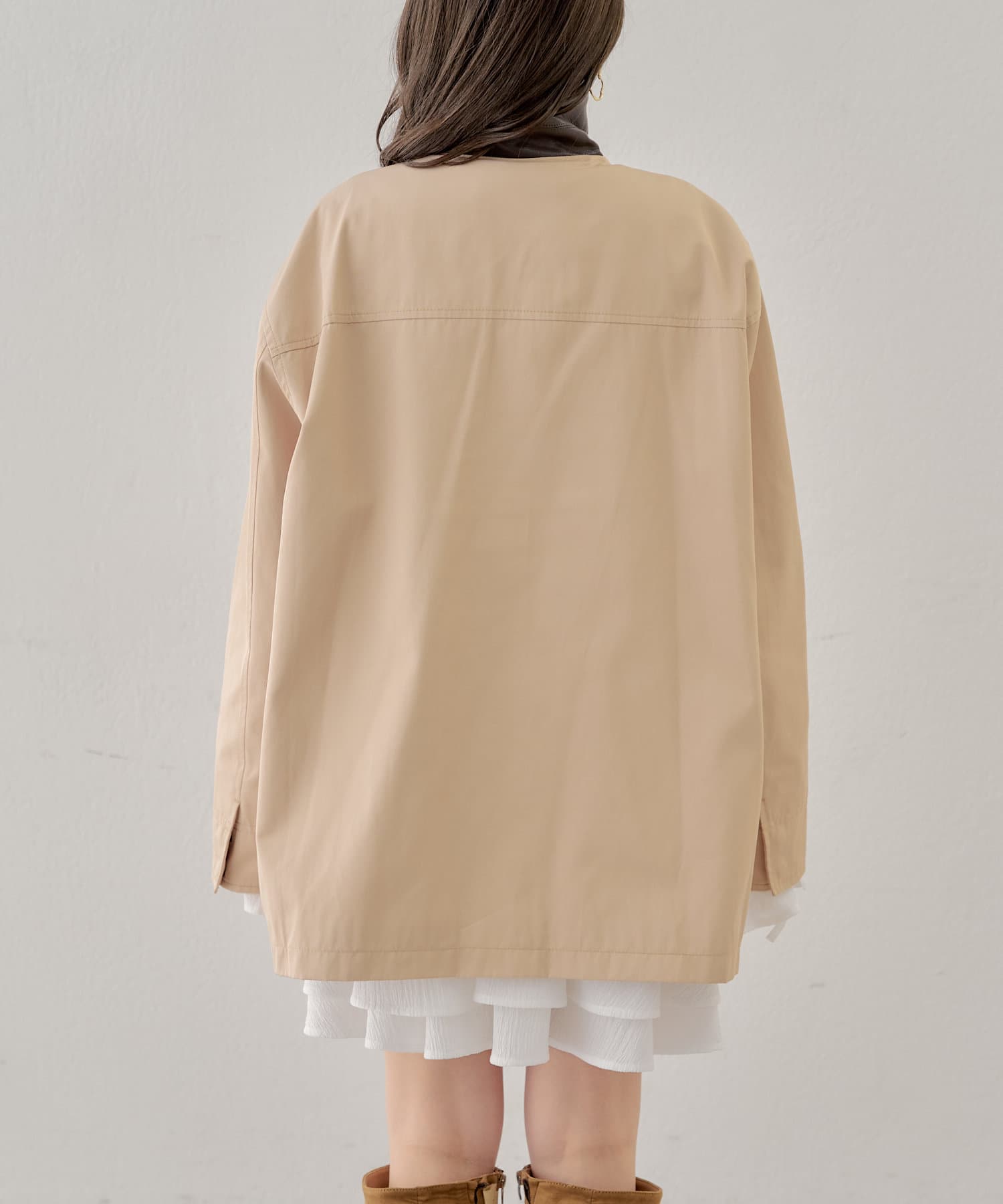 OUTLET(アウトレット) 【Chico】襟レザージップトレンチジャケット