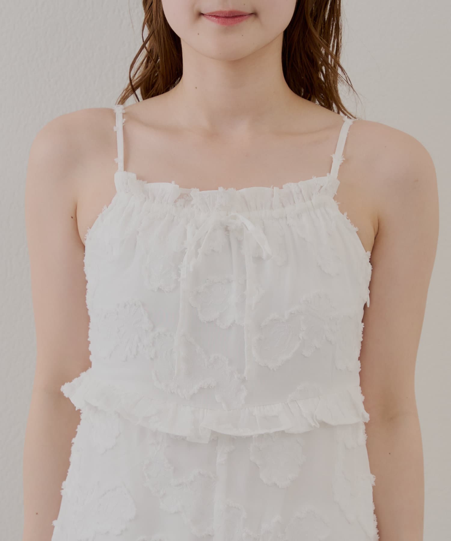 OUTLET(アウトレット) 【Chico】シアーフラワーホルターネックベアサロペット