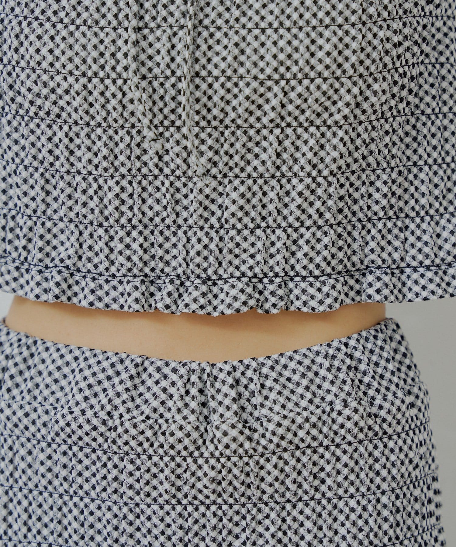 OUTLET(アウトレット) 【Chico】ギンガムフロントリボンボレロデザインT