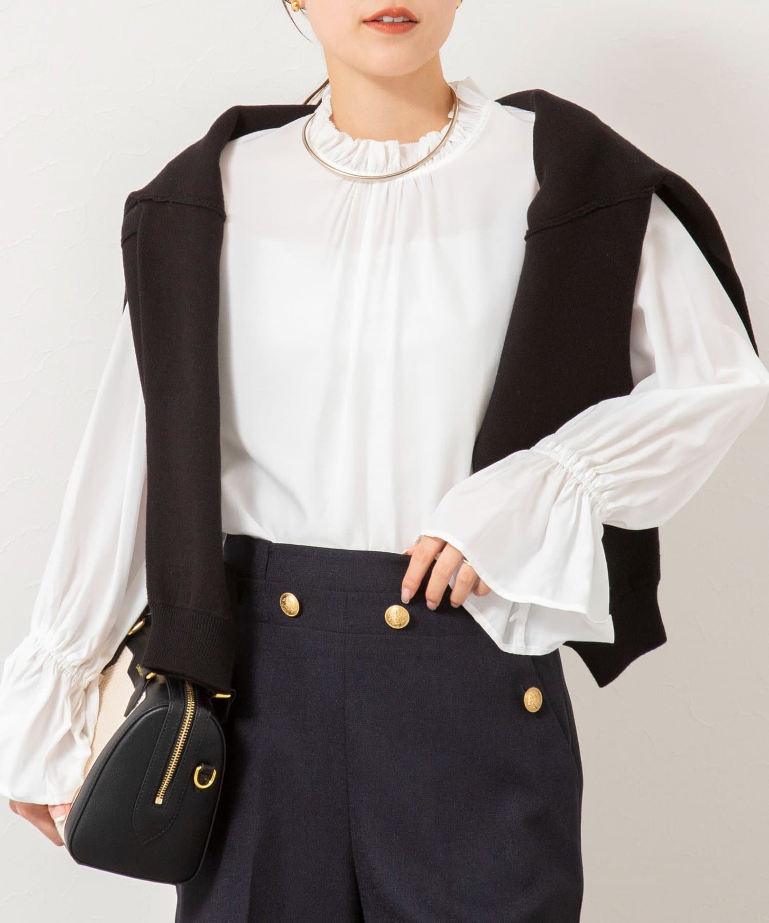 NOLLEY'S(ノーリーズ) ウォッシャブル襟フリルプルオーバーブラウス