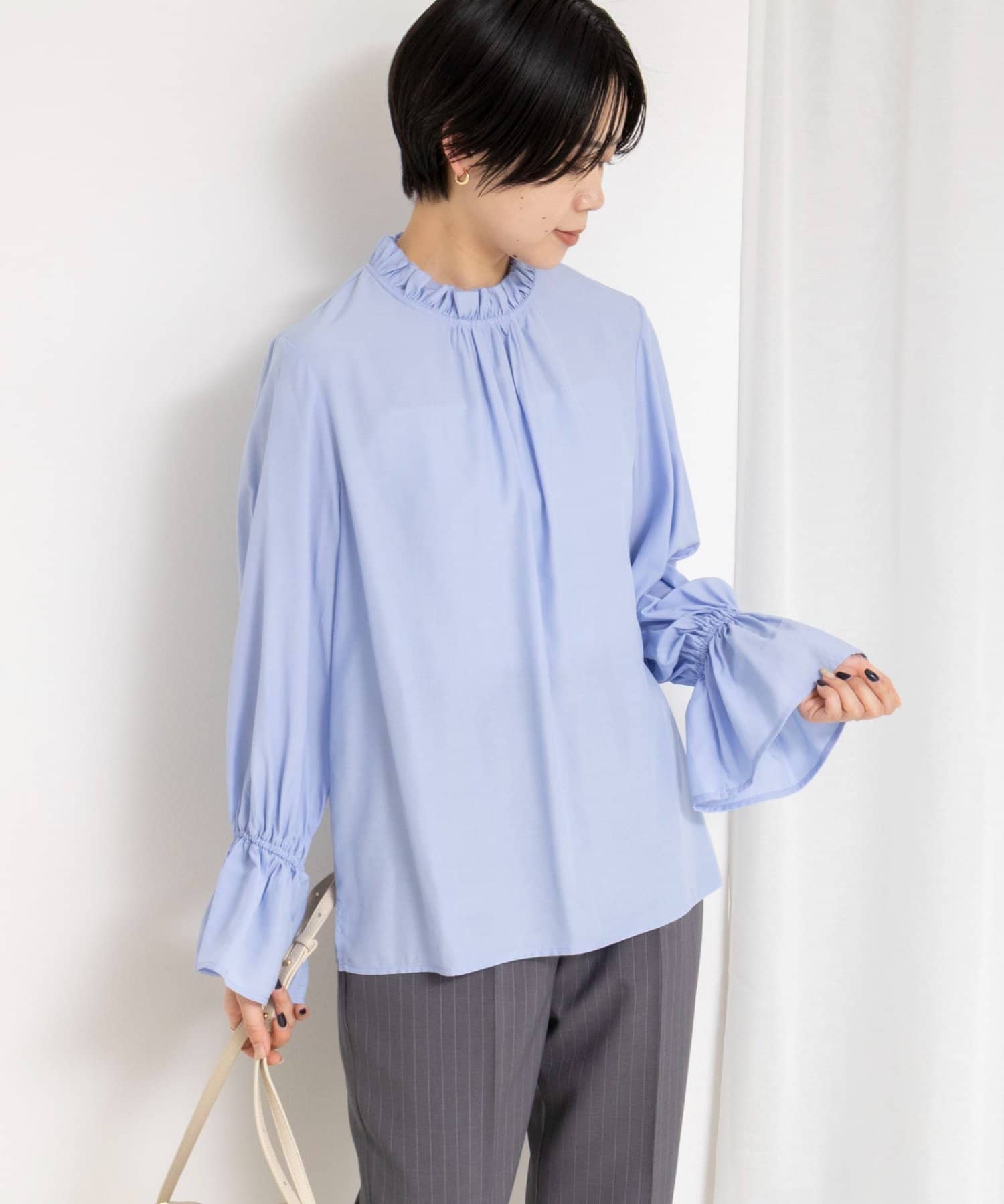 NOLLEY'S(ノーリーズ) ウォッシャブル襟フリルプルオーバーブラウス