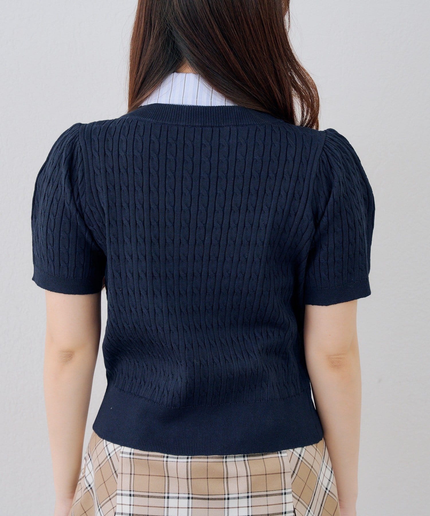 NICE CLAUP / OLIVE des OLIVE OUTLET(ナイスクラップ  / オリーブ デ オリーブ アウトレット) 【continuer】リボン取り外し可能！ケーブル半袖ニット