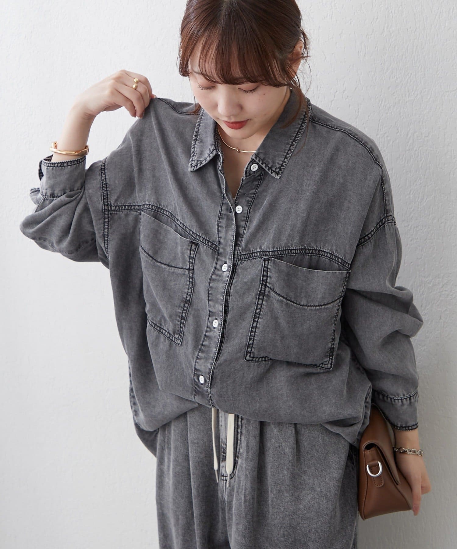 Remind me and forever(リマインドミーアンドフォーエバー) 【接触冷感/大人のカジュアルコーデに】テンセルデニム2WAYシャツ