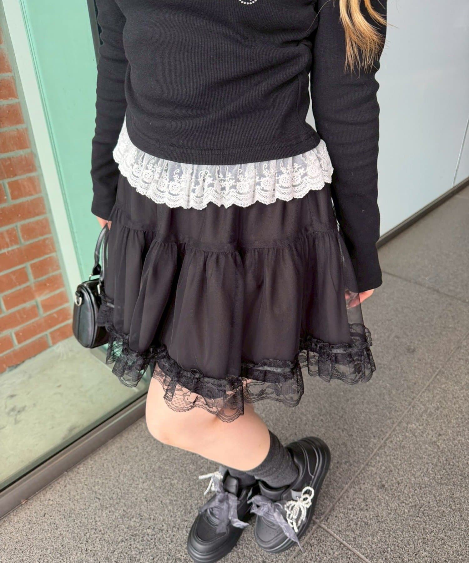 NICE CLAUP / OLIVE des OLIVE OUTLET(ナイスクラップ  / オリーブ デ オリーブ アウトレット) 【continuer】重ねチュールミニスカート