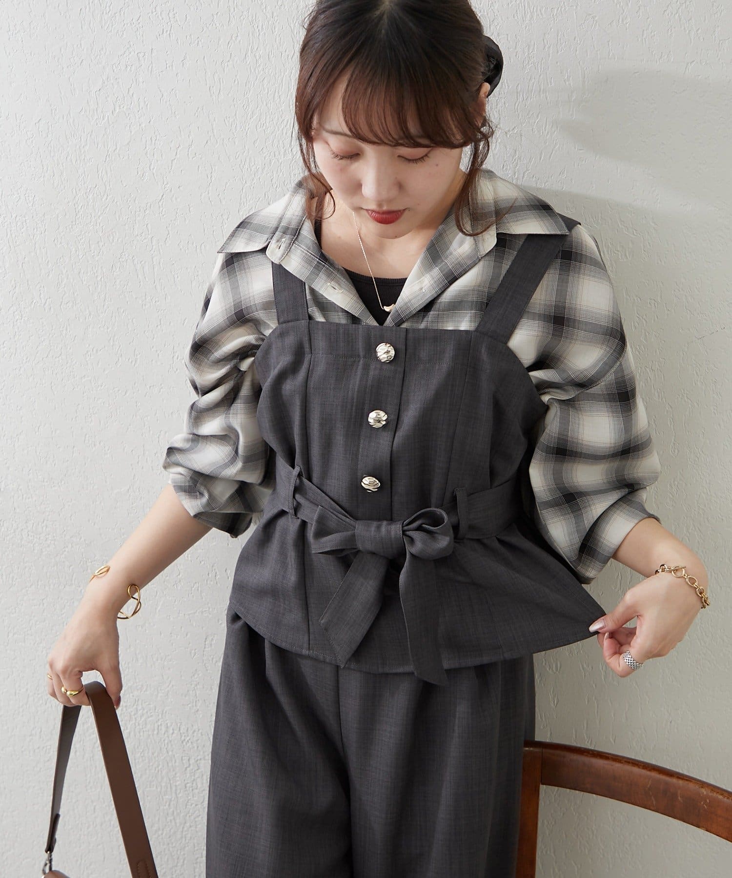 Remind me and forever(リマインドミーアンドフォーエバー) 【上下2枚SET】共ベルト付ビスチェ+ワイドパンツ