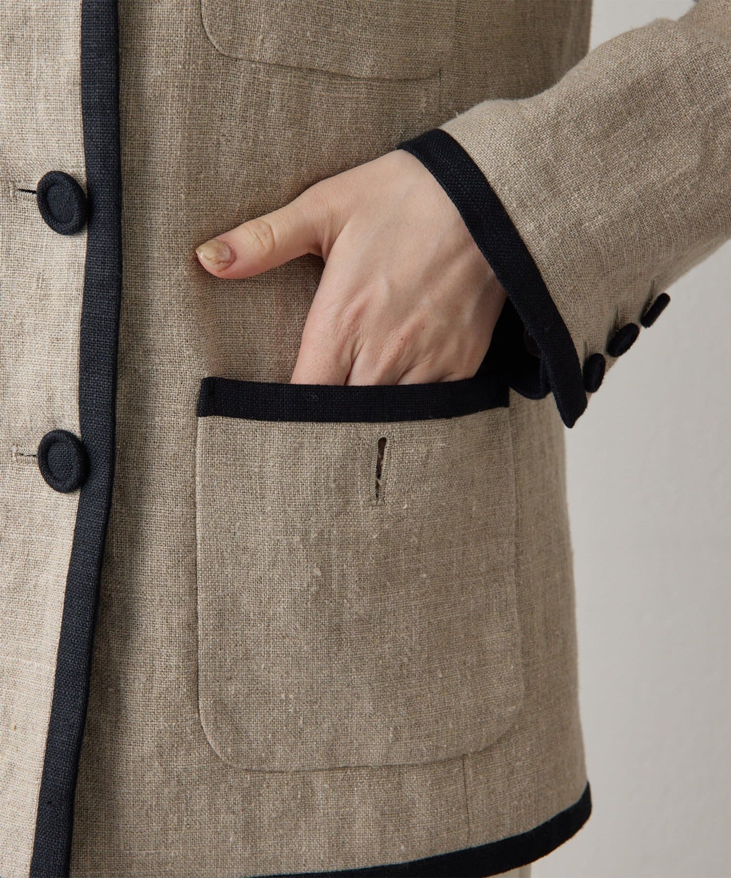 Whim Gazette(ウィム ガゼット) リネンパイピングジャケット