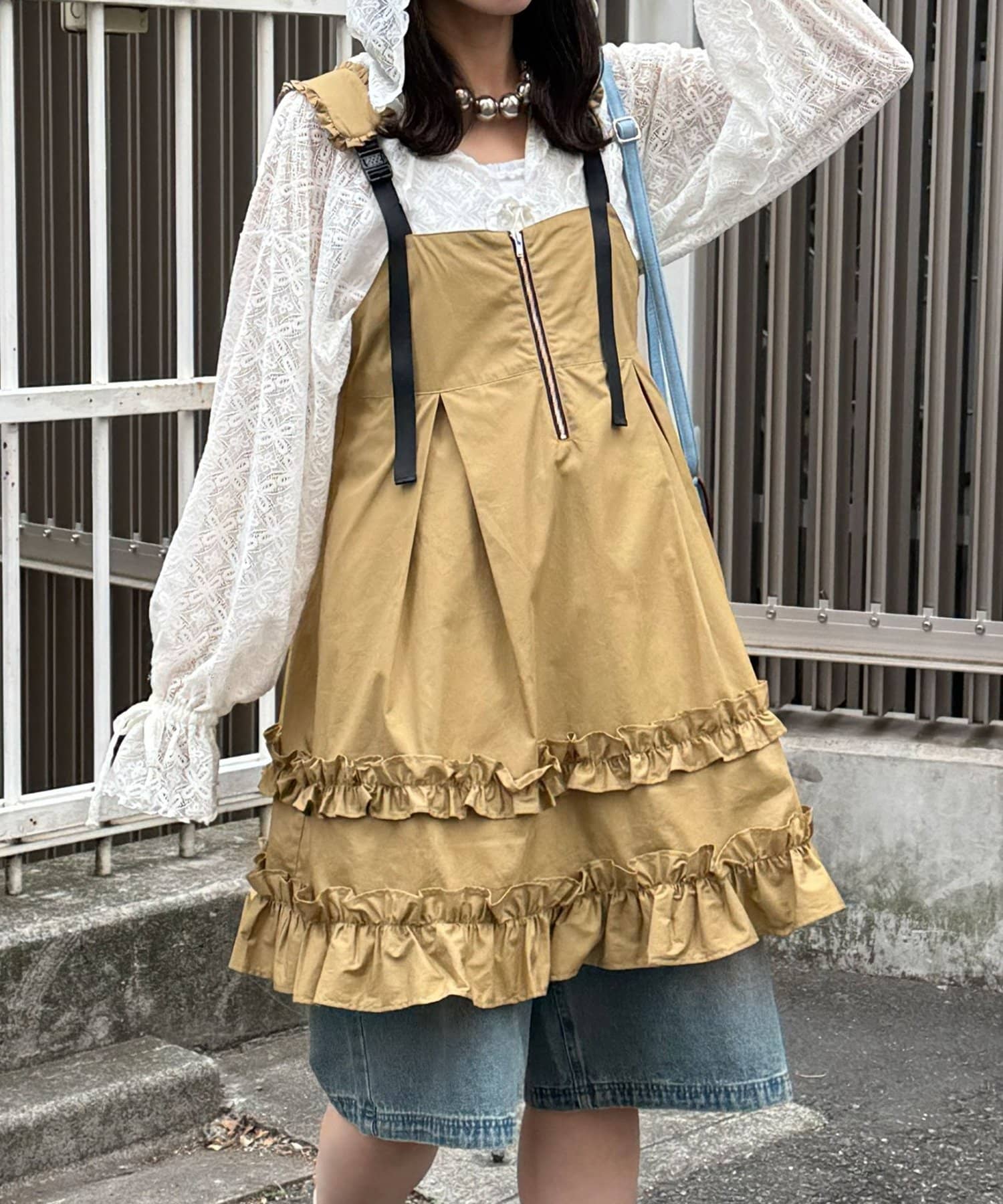 CIAOPANIC(チャオパニック) フリルミリタリーミドルジャンスカ