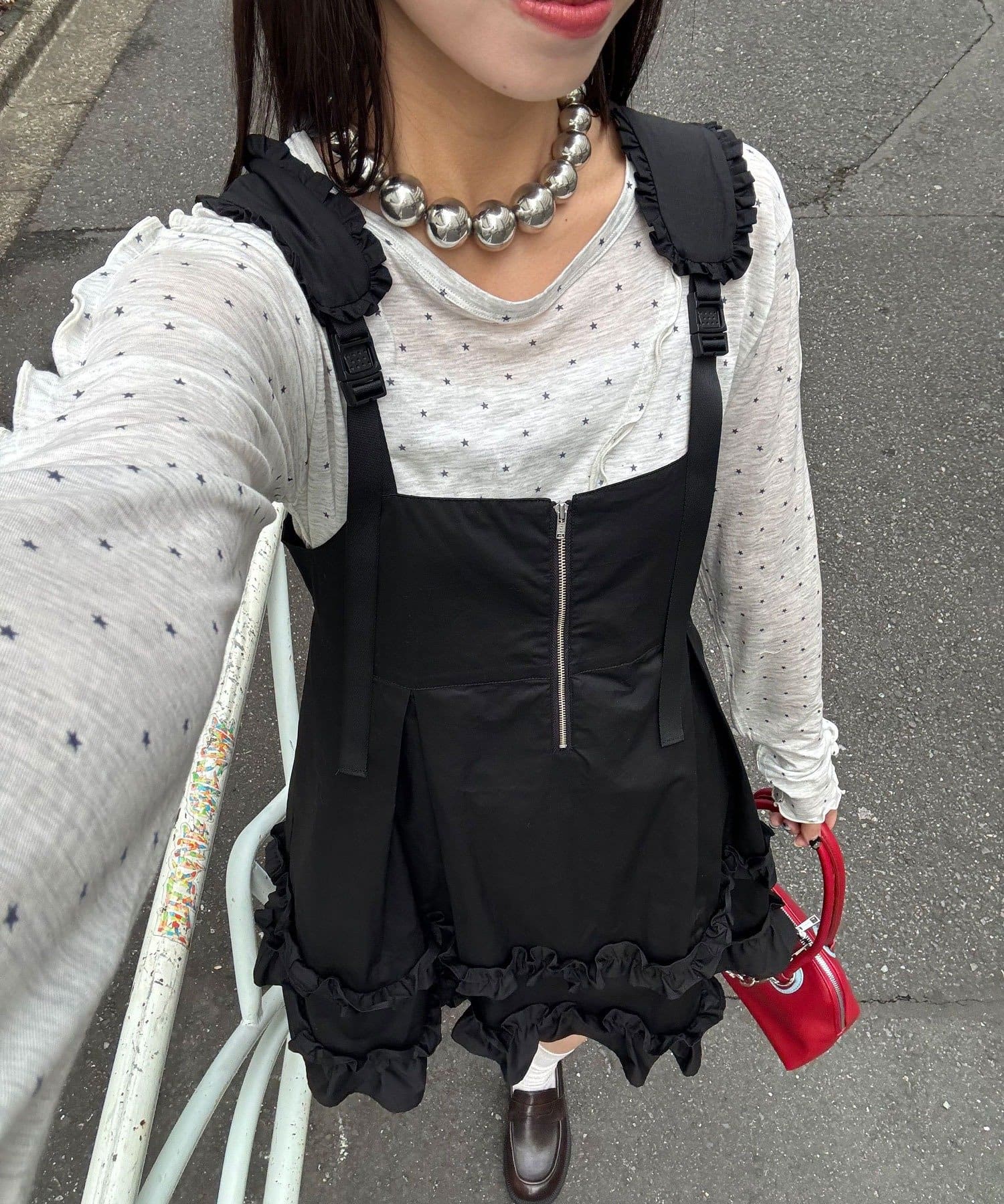 CIAOPANIC(チャオパニック) フリルミリタリーミドルジャンスカ