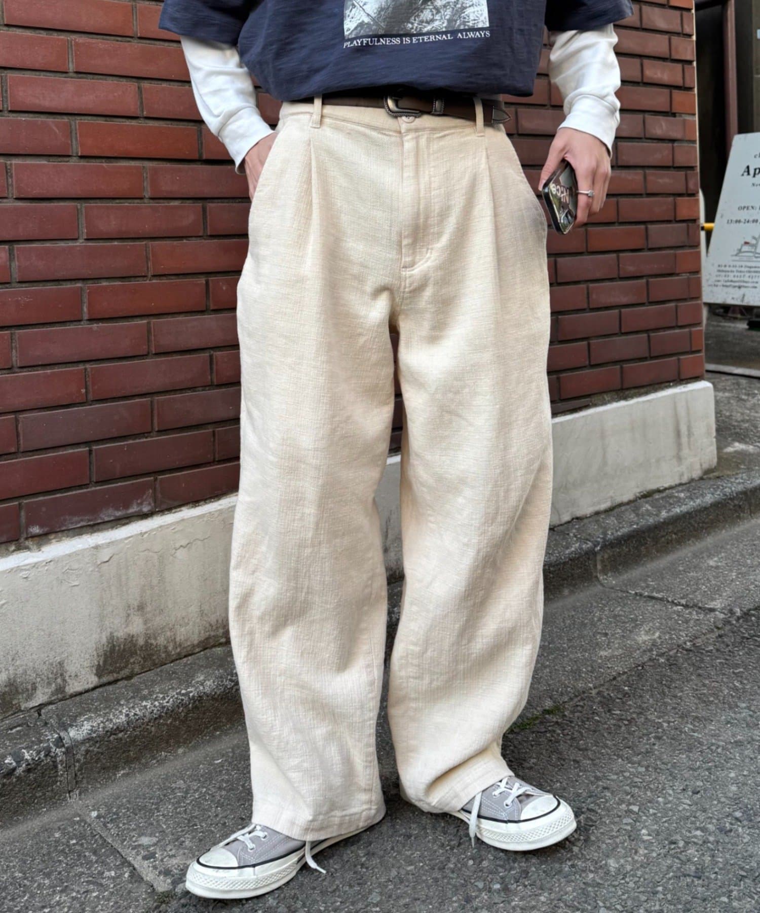 CIAOPANIC TYPY(チャオパニックティピー) 【ユニセックス】接触冷感ジャガードタックストレートパンツ