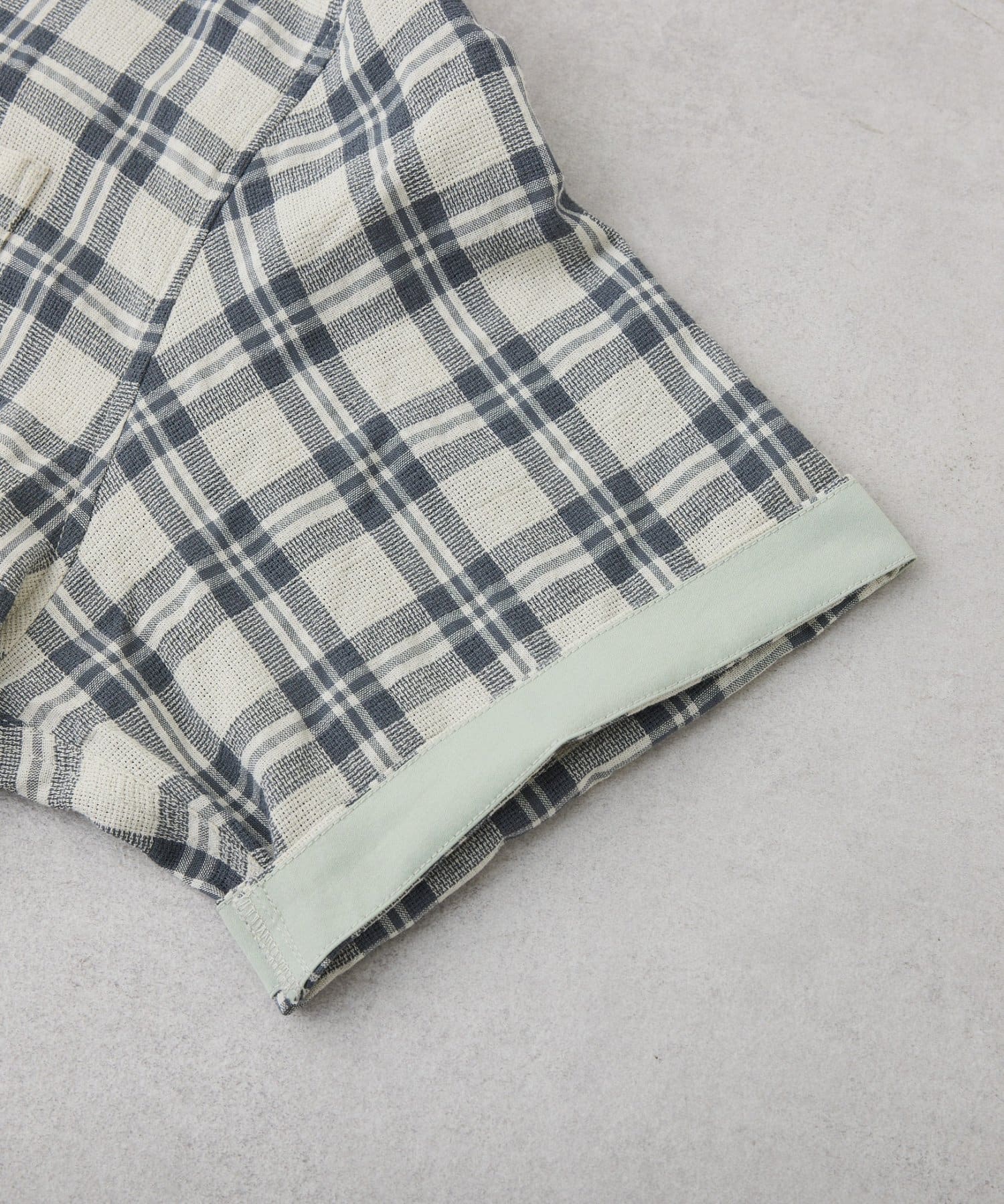 CIAOPANIC TYPY(チャオパニックティピー) 【ユニセックス】パナマ織り/袖配色/クロス半袖チェックシャツ