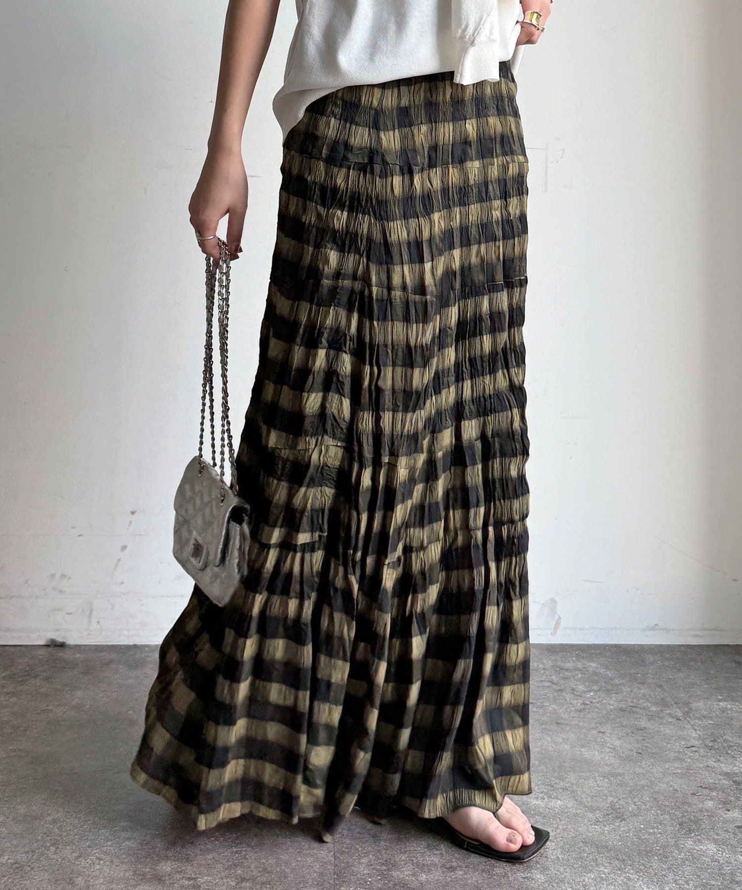 DOUDOU(ドゥドゥ) チェックワッシャースカート