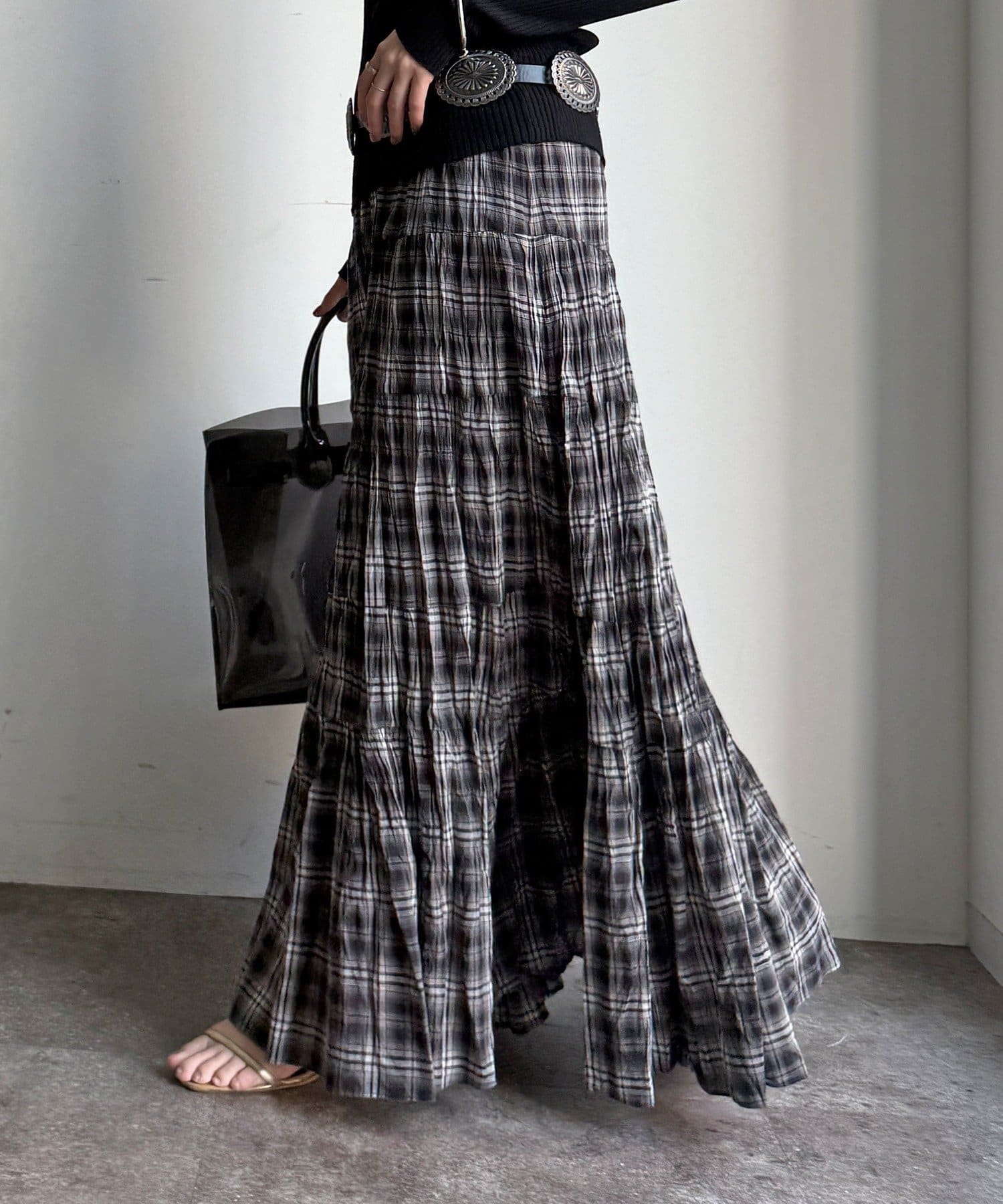 DOUDOU(ドゥドゥ) チェックワッシャースカート