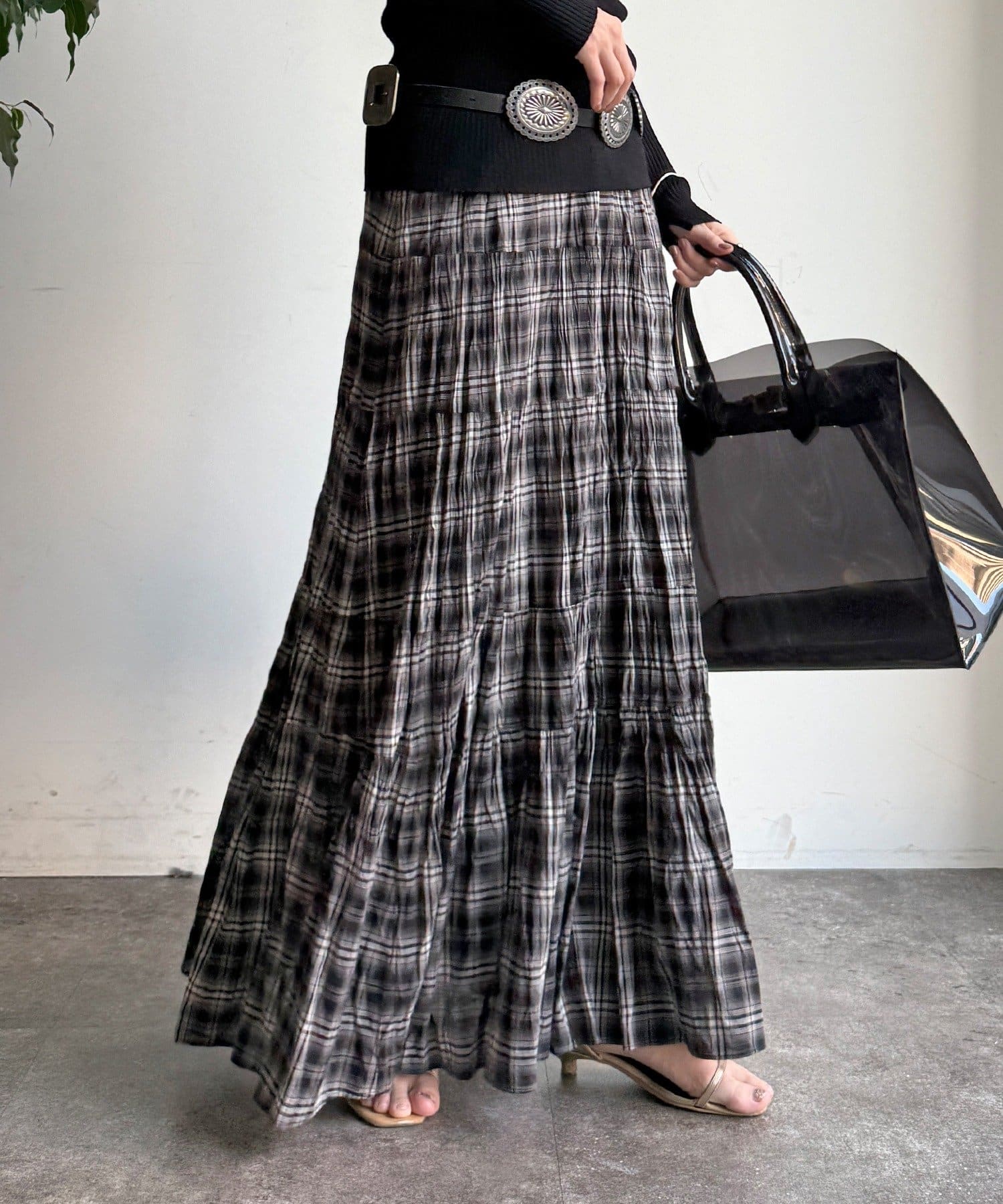 DOUDOU(ドゥドゥ) チェックワッシャースカート