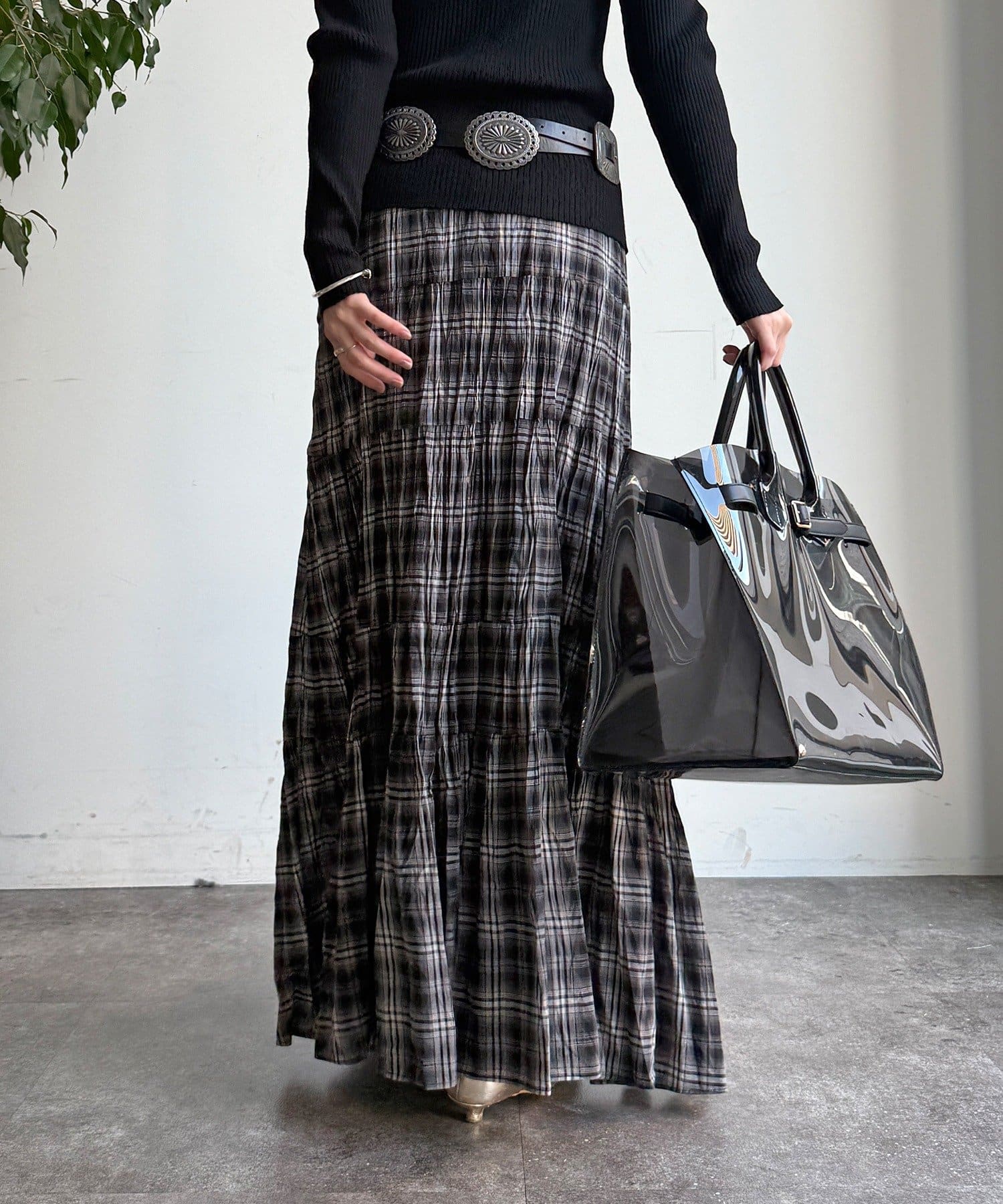 DOUDOU(ドゥドゥ) チェックワッシャースカート