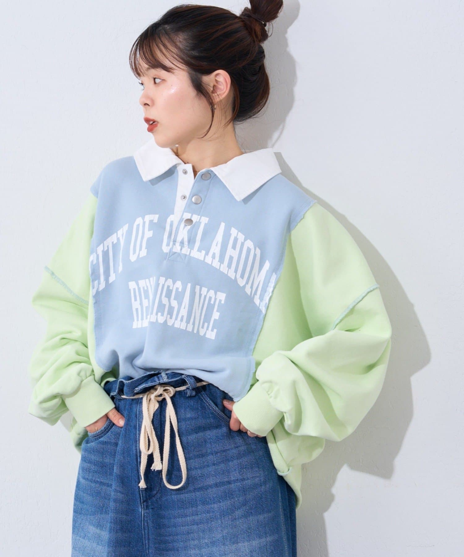 CIAOPANIC TYPY(チャオパニックティピー) 【etsinta】リメイク切り替えスウェットポロ